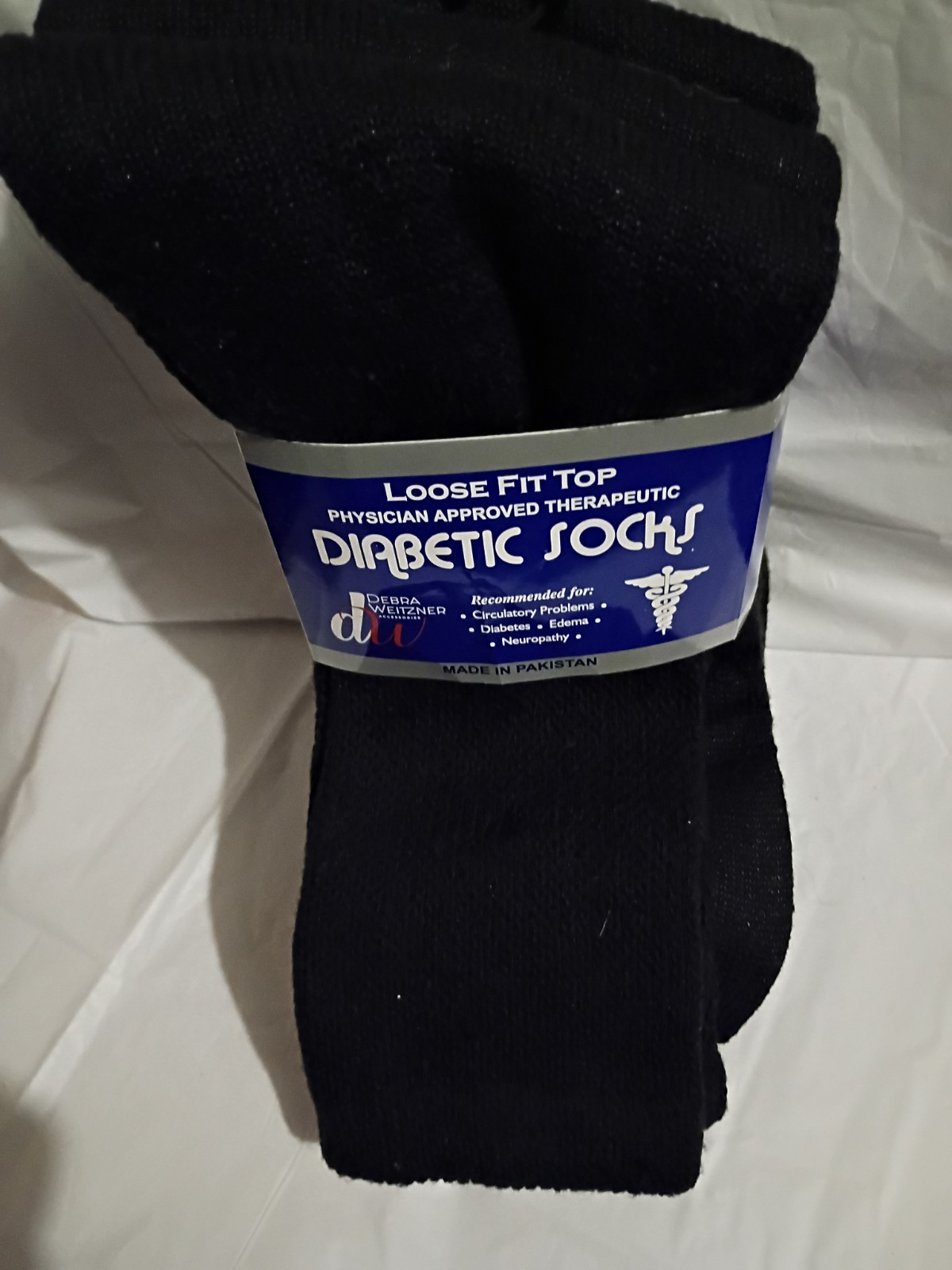 Debra Weitzner Therapeutic Crew Socks Black Men’s Size 10-13 Cotton Blend