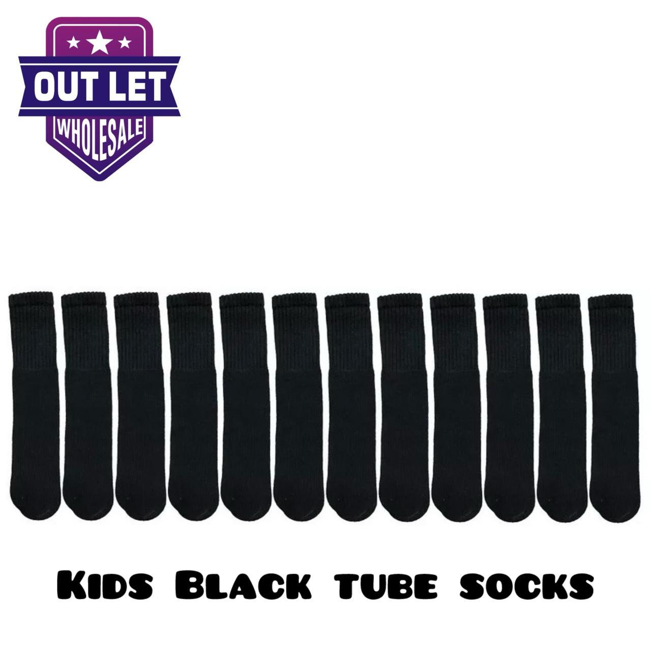 6 Pair Solid Kids Tube Socks Knee High Sports Socks Size 4-6, 6-8