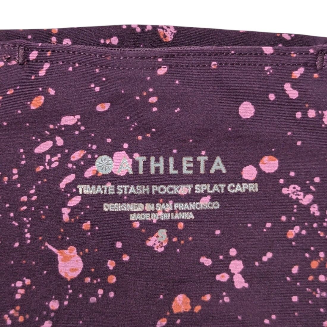 Athleta Ultimate Stash Pocket Splat Capri Tight Leggings Women’s S Small Maroon
