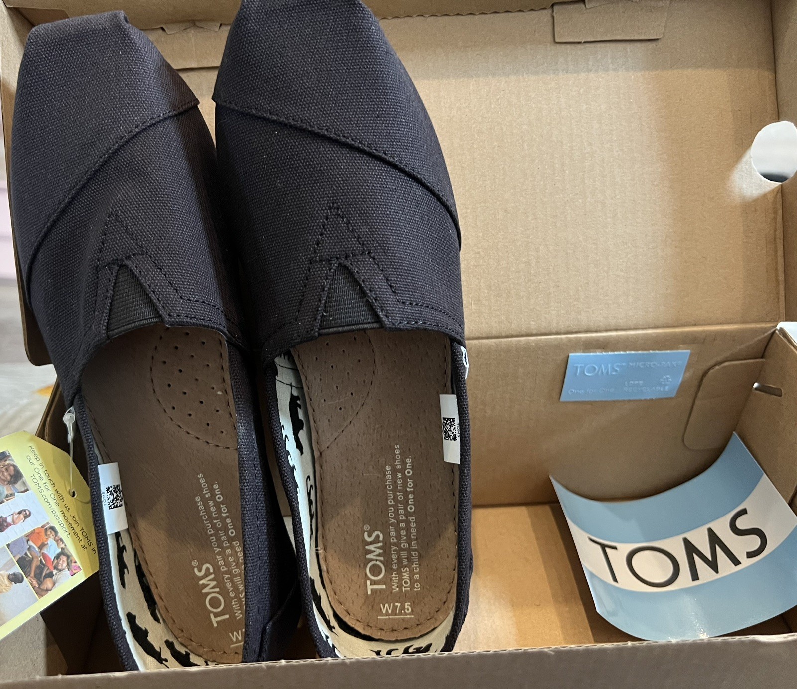 TOMS Women Classic Core Alpargata Slip-On Shoes Black Comfortable Everyday Flats