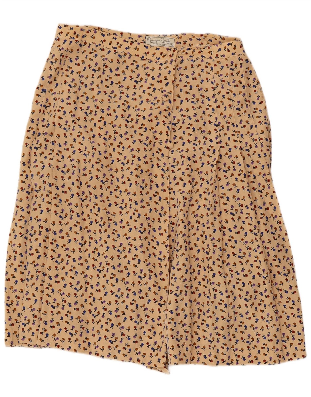 Giorgio Grati Womens Pleated Skirt IT 46 Large W30 Beige Floral EC05