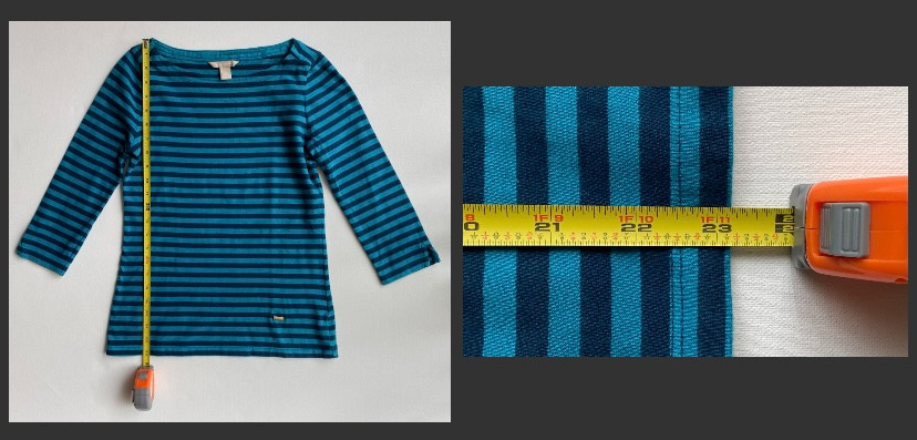 Banana Republic Blue-Green Striped Pullover Top 3/4 Sleeve Women’s XS RN 54023
