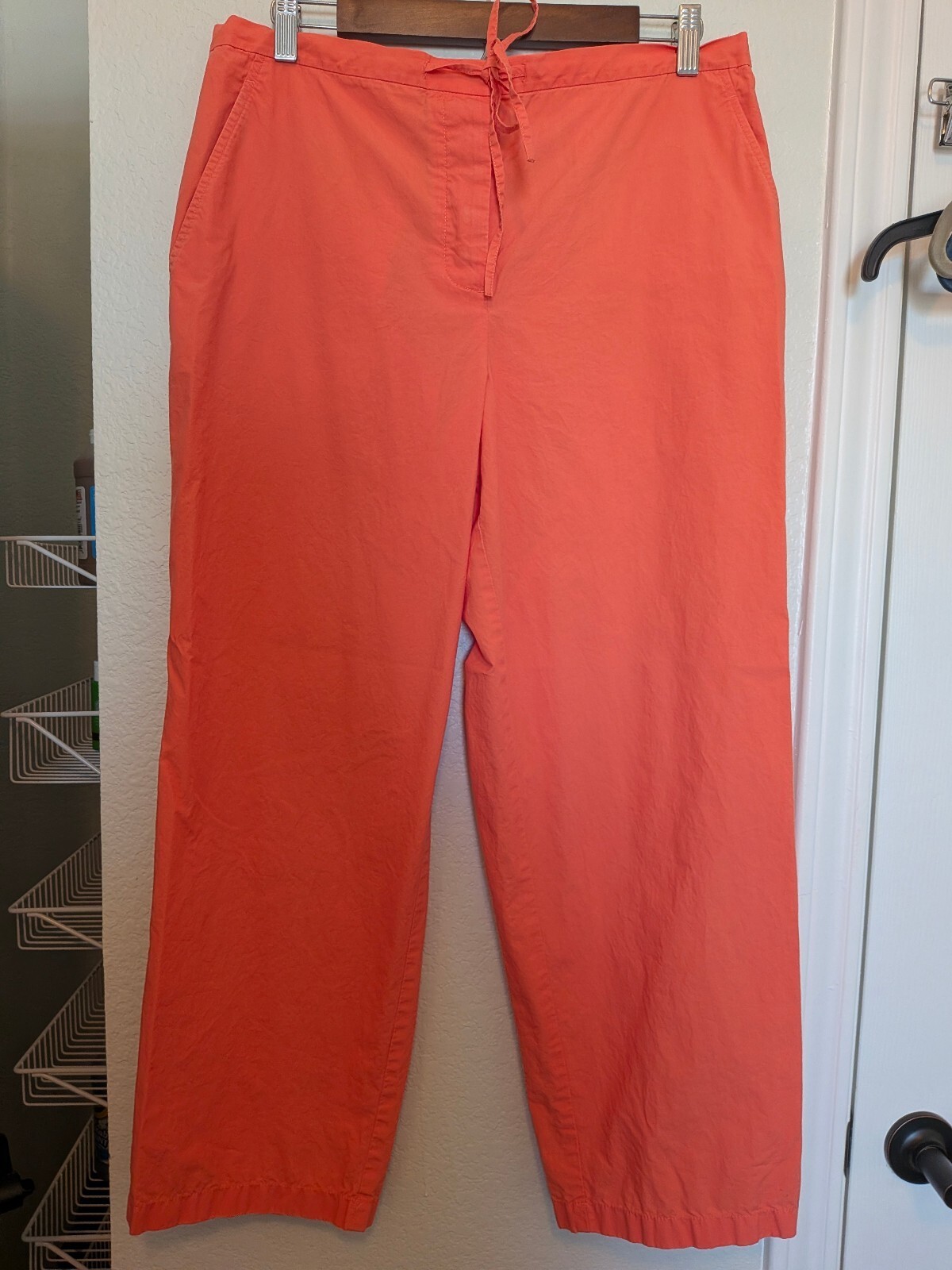Ann Taylor LOFT Women’s Coral Cropped Cotton Pants Size 12 with Drawstring Waist