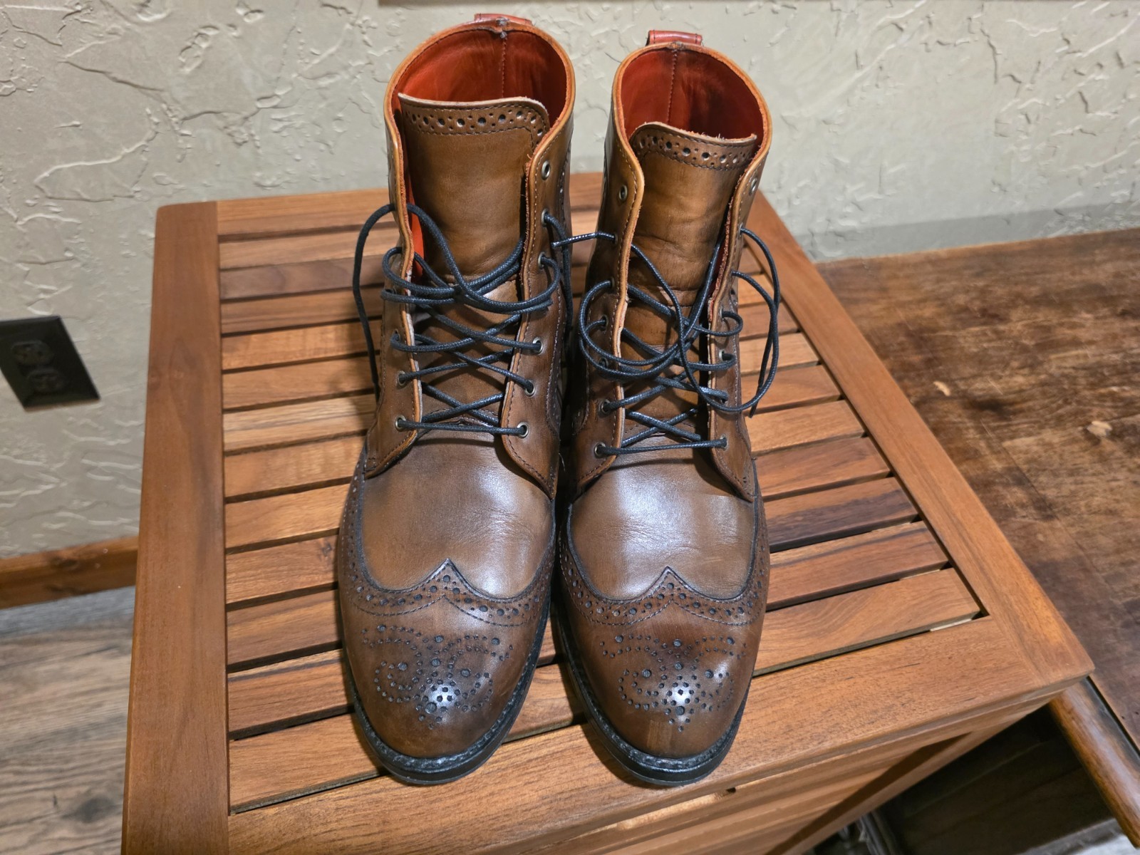 ALLEN EDMONDS 9EEE DALTON BOURBON WINGTIP BOOTS 9 3E