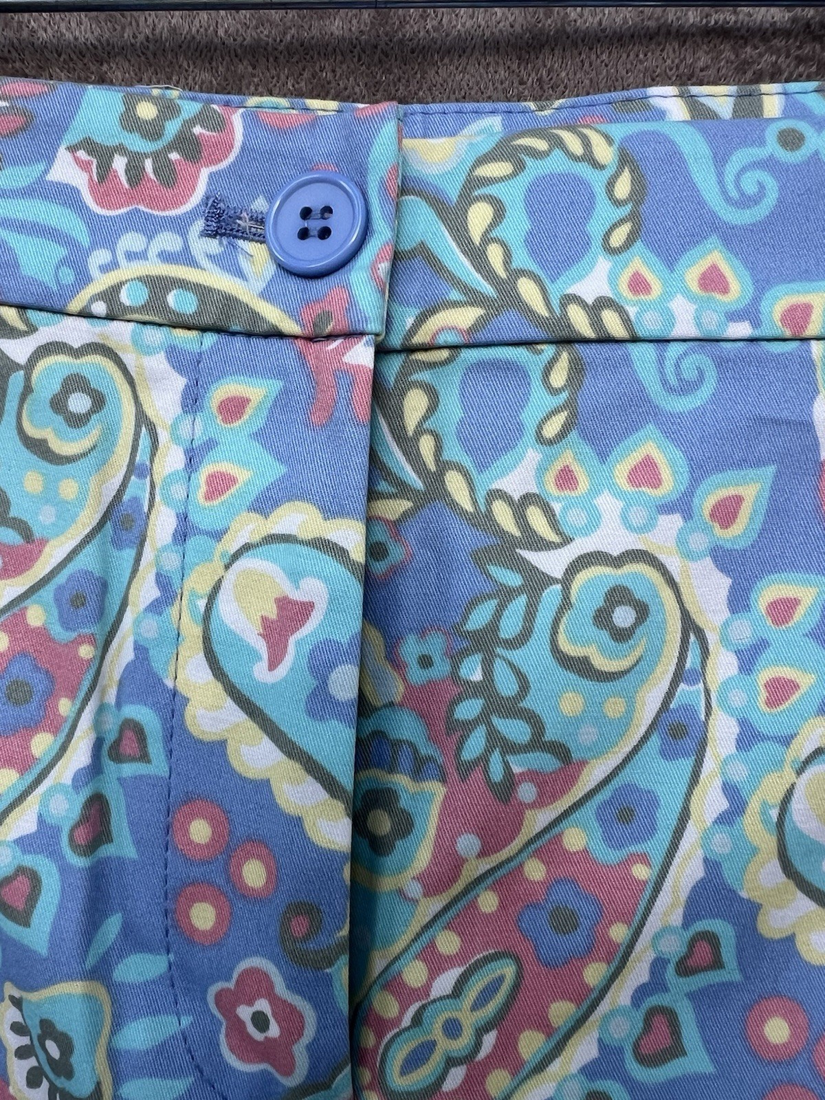 Talbots Women’s Chatham Ankle Pants Blue White Paisley Floral Sz 16 Petite NWT
