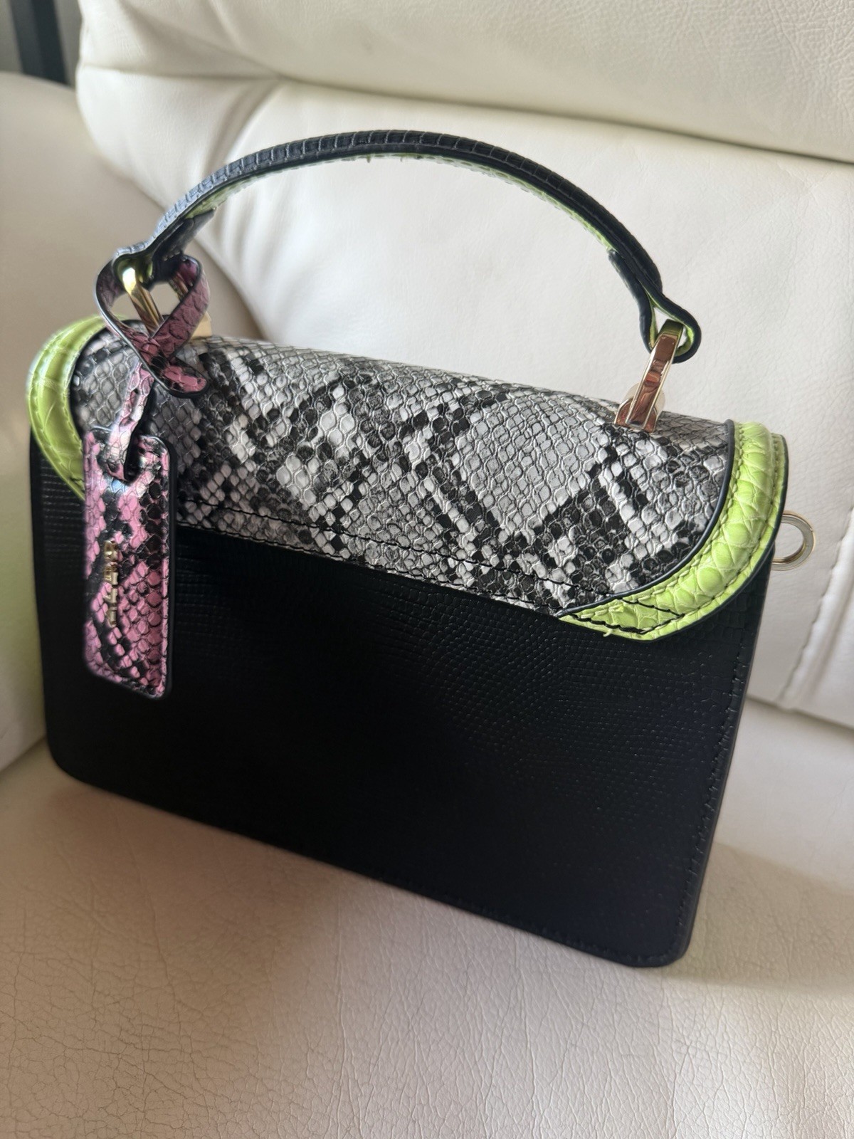 Handbag Small Snake Print Black Multi-Color Statement Purse Elegant & Chic- ALDO