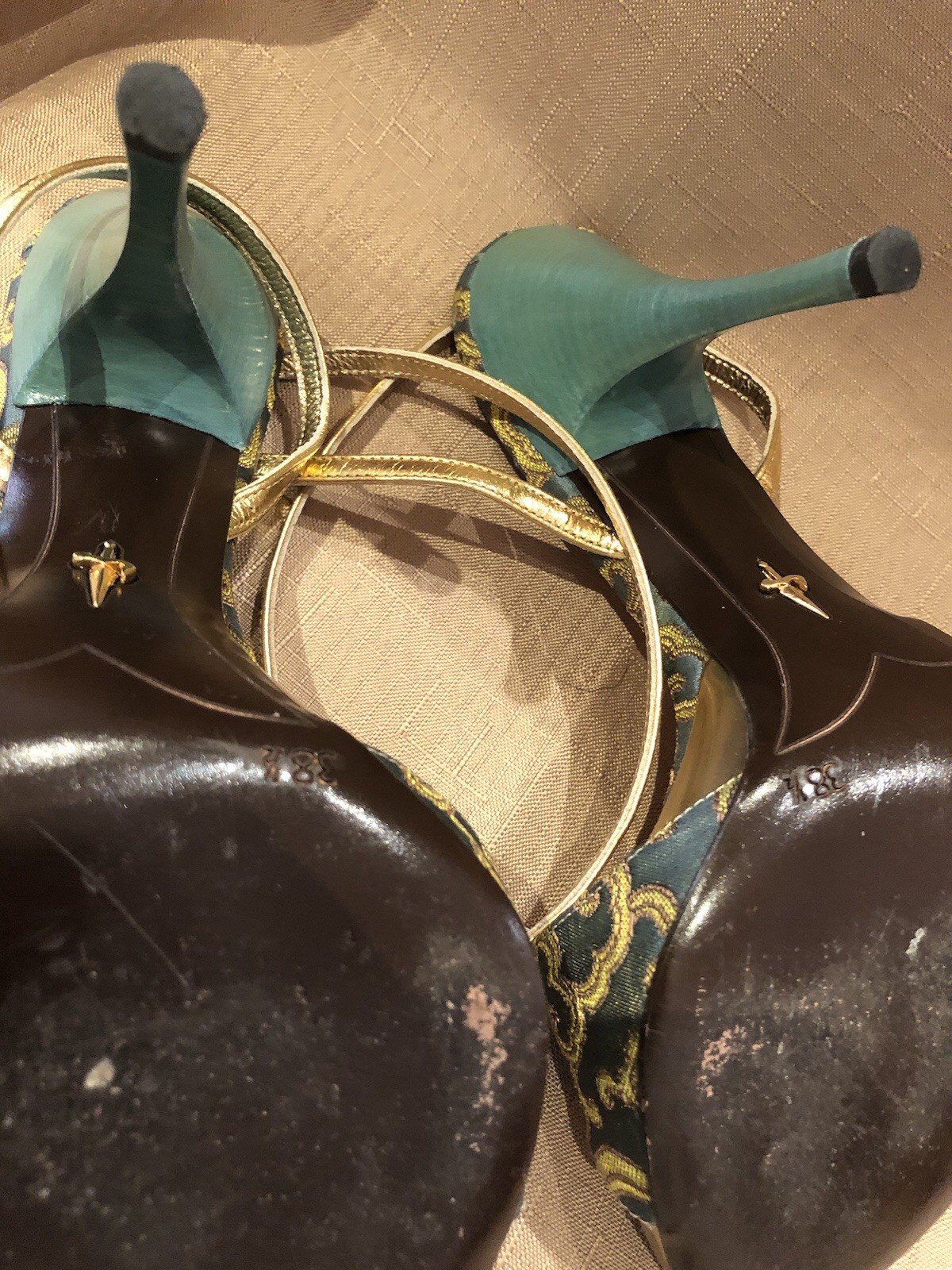 Gorgeous Cesare Paciotti Jacquard Silk Heels Shoes 3 81/2 Excellent Cond.