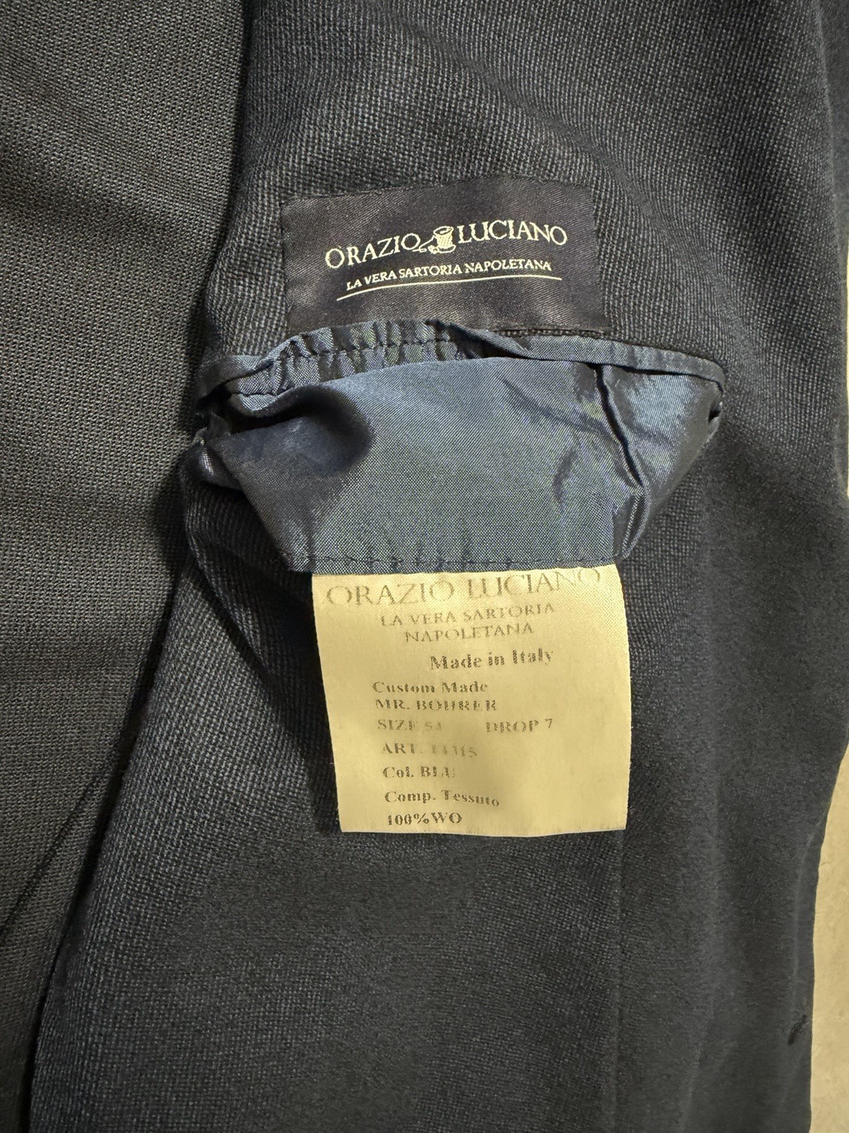 Orazio Luciano – Napoletana Custom Made Blazer Jacket Navy Blue Size 54 Italy