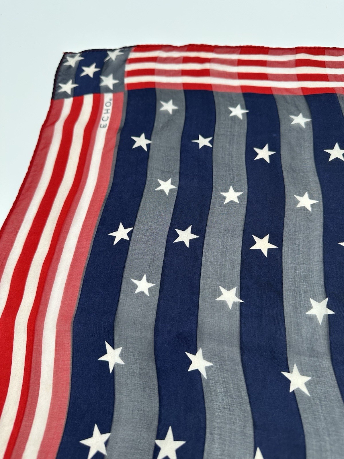 Vintage ECHO Scarf Stars & Stripes 21” x 22” Square