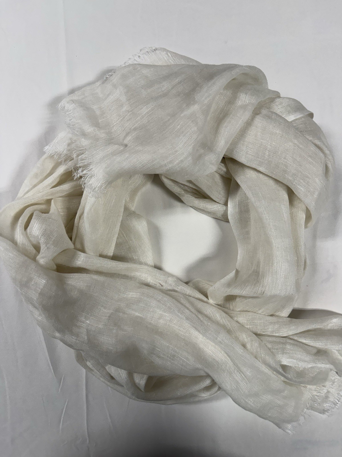 Quince Lightweight Linen Silk Cashmere Scarf Ivory 28×79 One Size