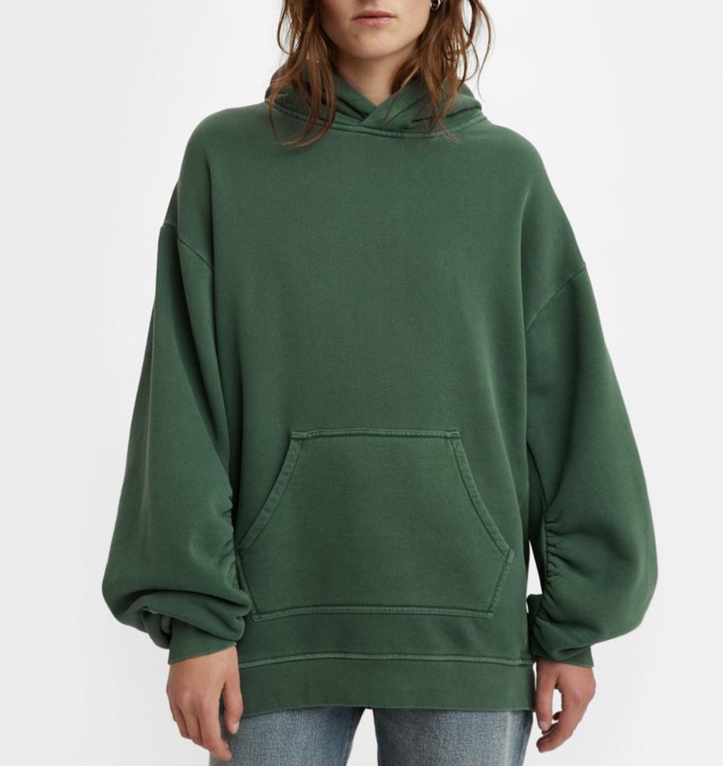 LEVI’S MADE AND CRAFTED WOMEN’S LONG SLEEVE ARBOR GREEN OVERSIZED HOODIE Sz L