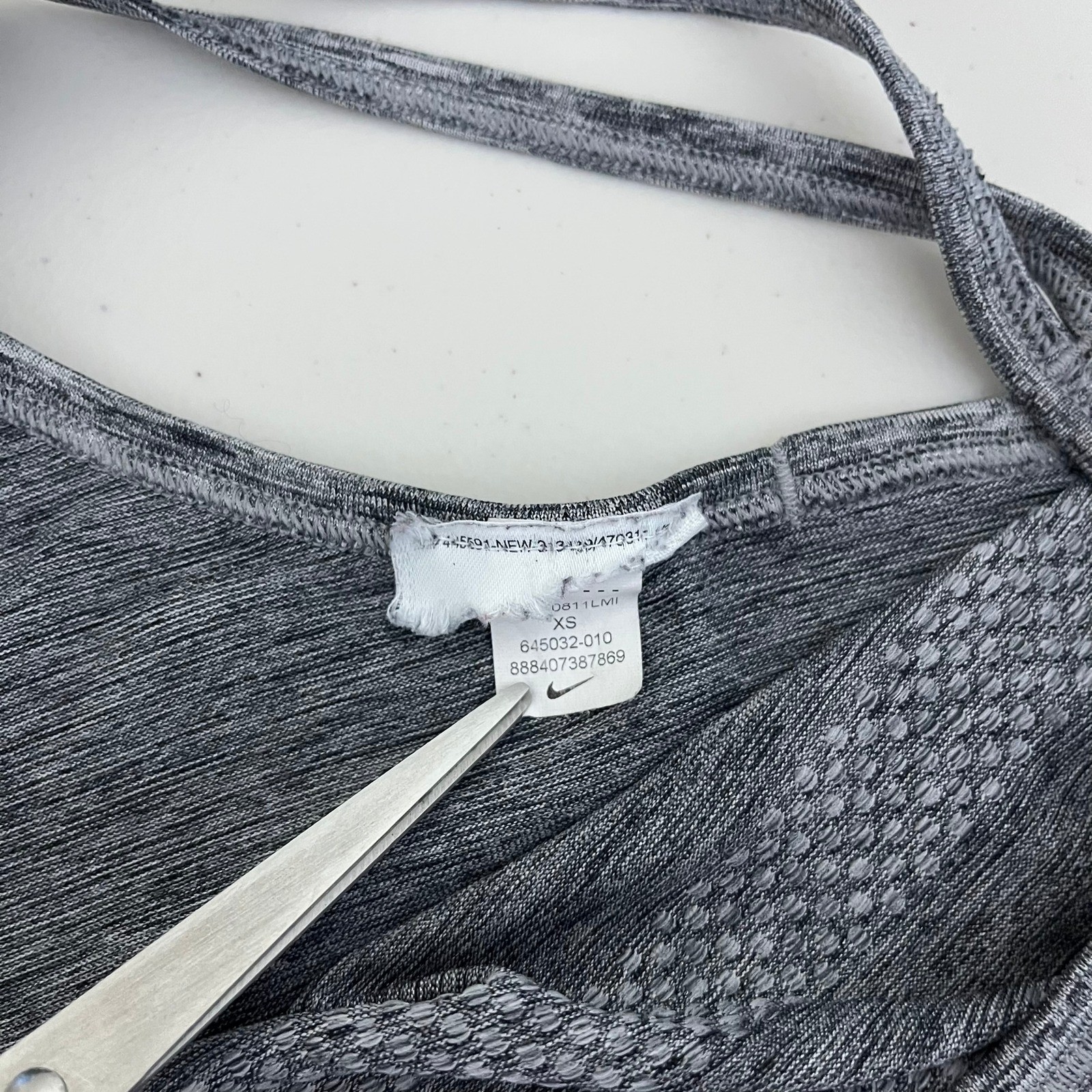 Nike Dri-FIT Womens Space Dye Racerback Tank Top Grey Black Size XS