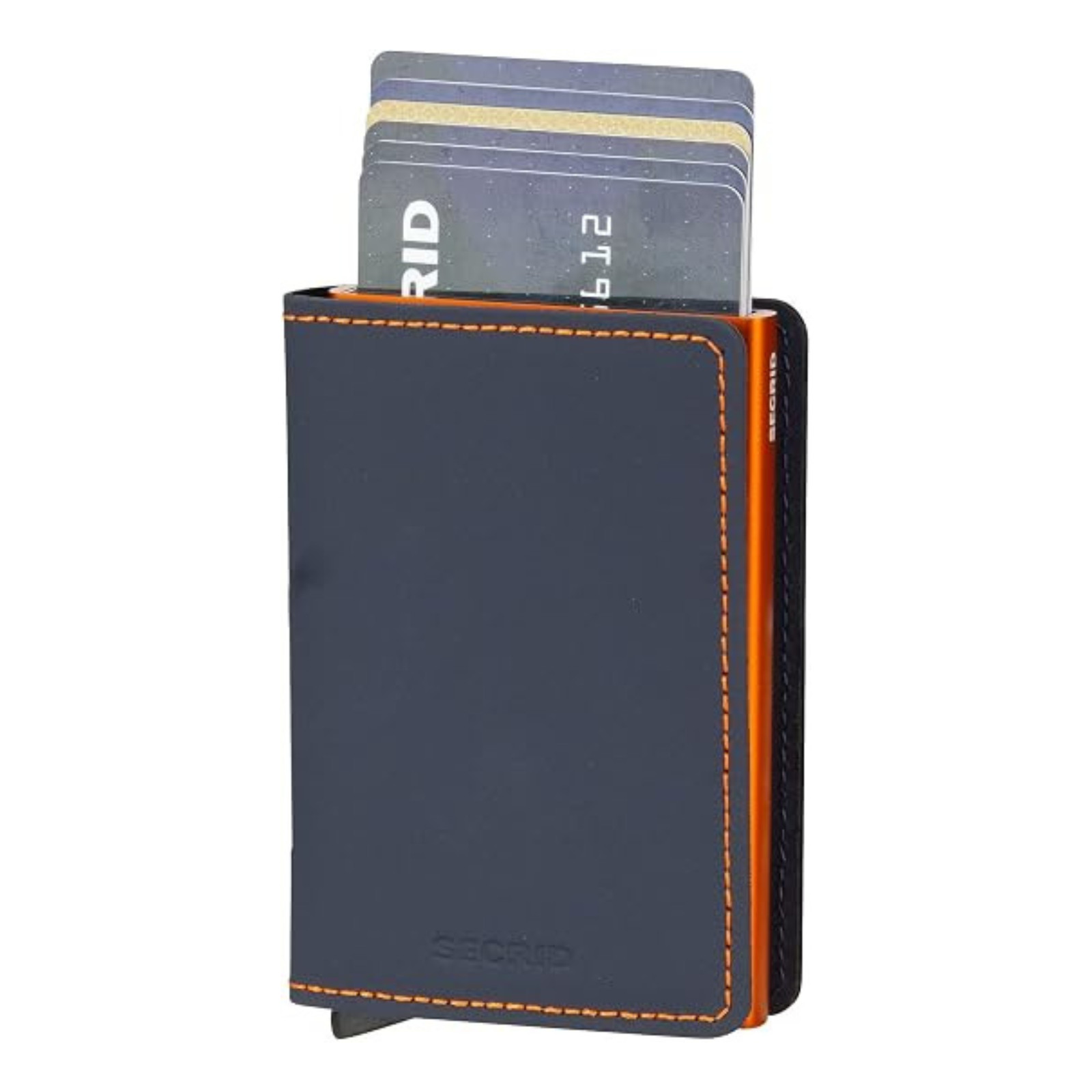 Secrid Men’s Slimwallet, Leather Made, Night Blue & Orange, 6.5 x 10.2 x 2.1 cm