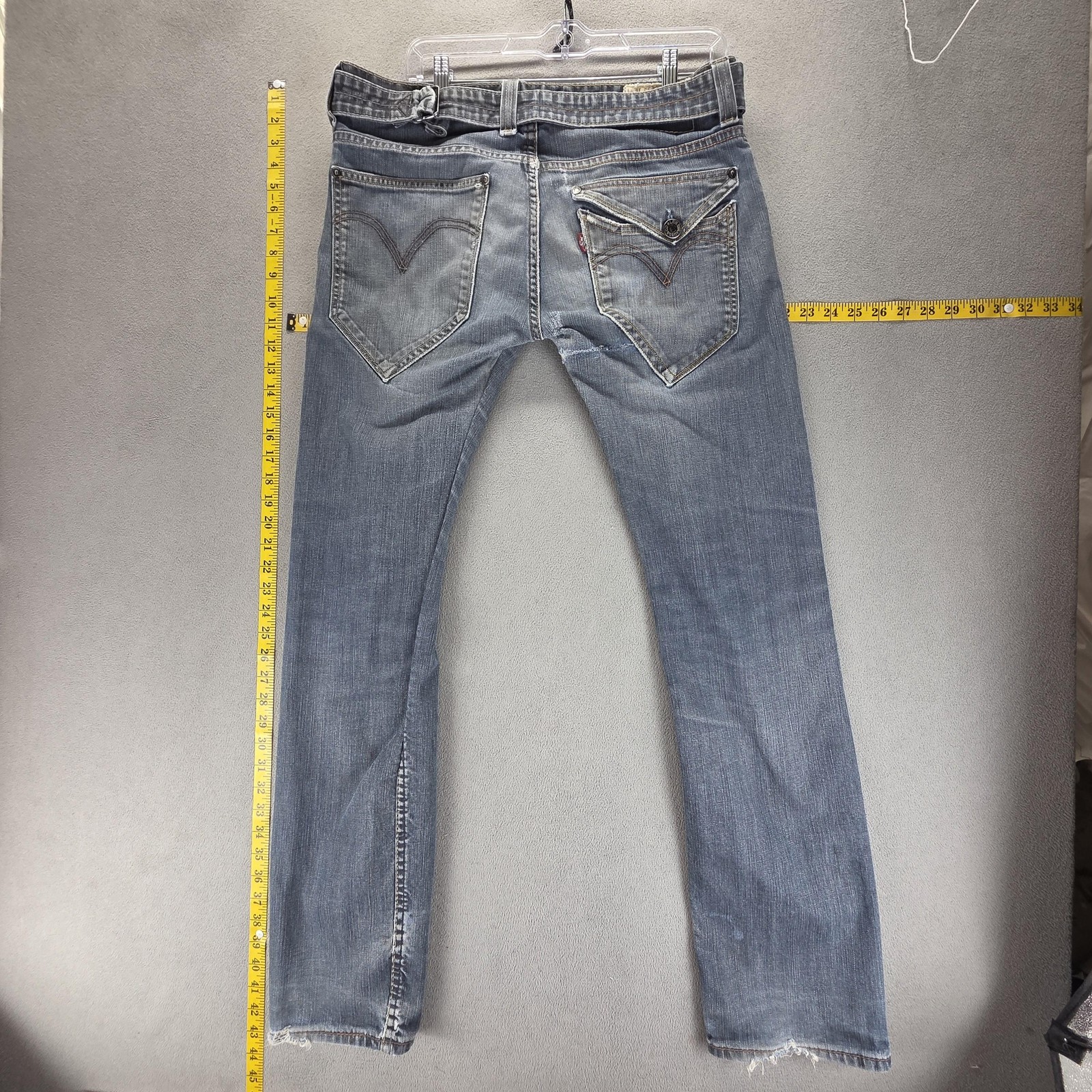 VTG Levis Engineered Jeans Mens Blue Buckle Back 504 Straight Zip Fly Fits 32×32