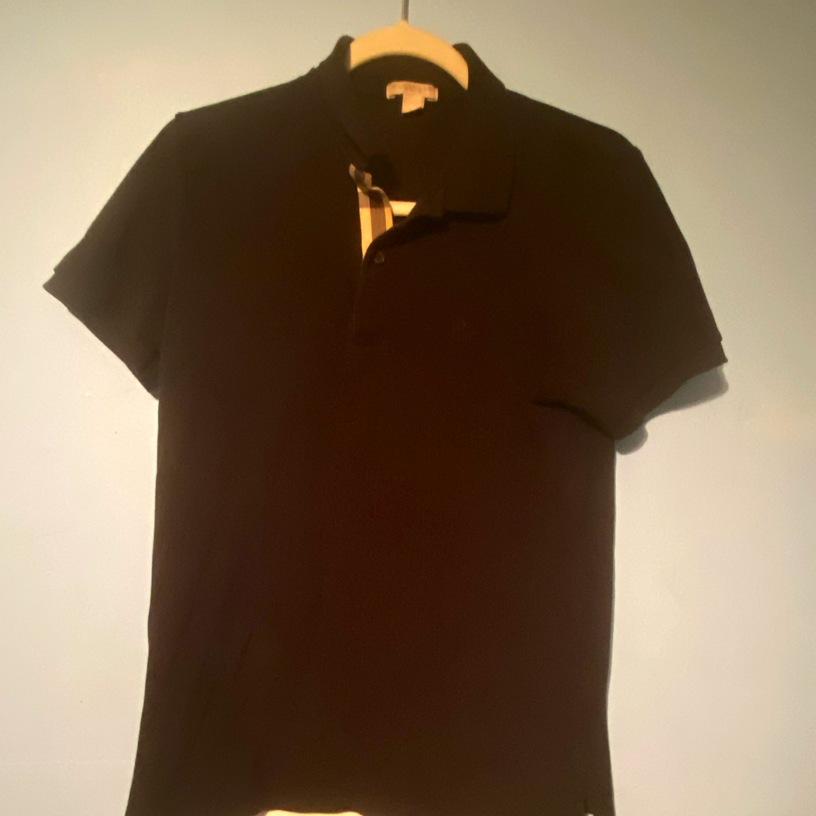 Men’s Black Burberry Brit Polo Shirt Regular Size M Short Sleeve Collared Solid