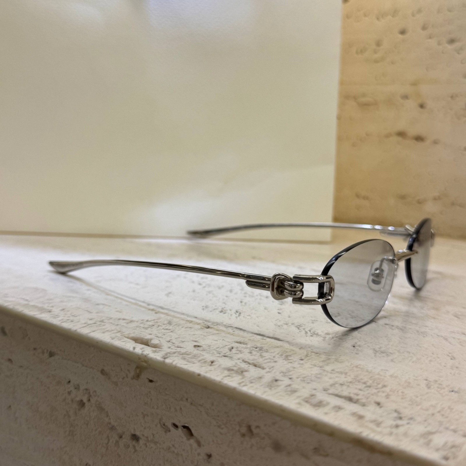 Gentle Monster Rimless Oval Eyeglasses Silver Metal Frame Korea Unisex