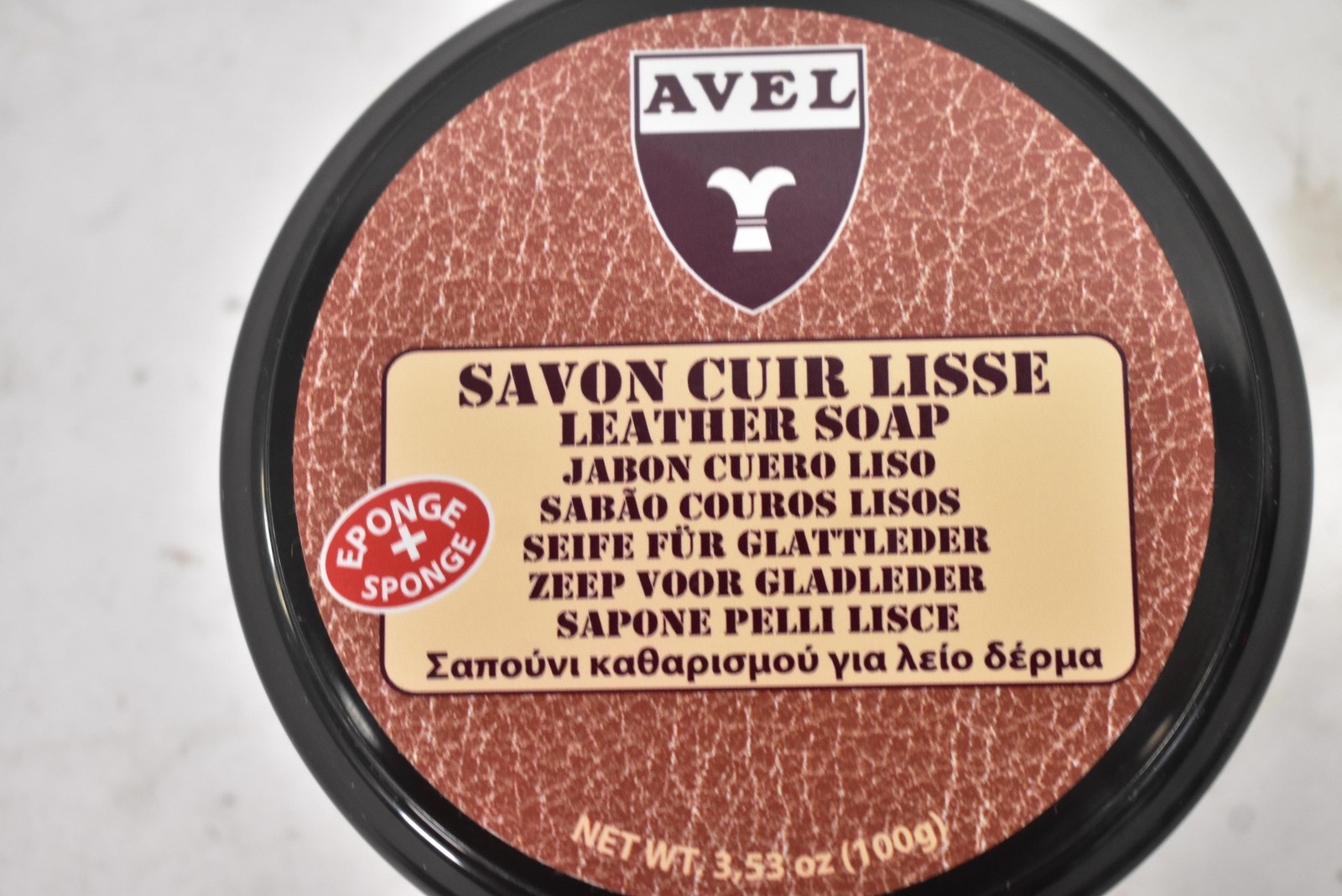 Avel Savon Cuir Lisse Smooth Leather Soap Cleaner 100ml Made in France Sponge