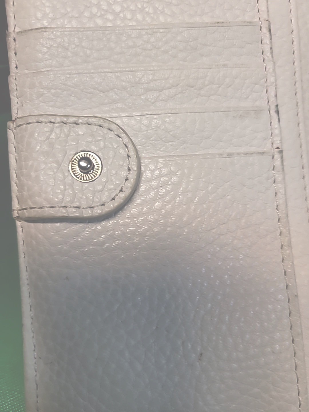 Kate Spade Pebble Leather Wallet Credit Cards White Black Lining Bill Fold