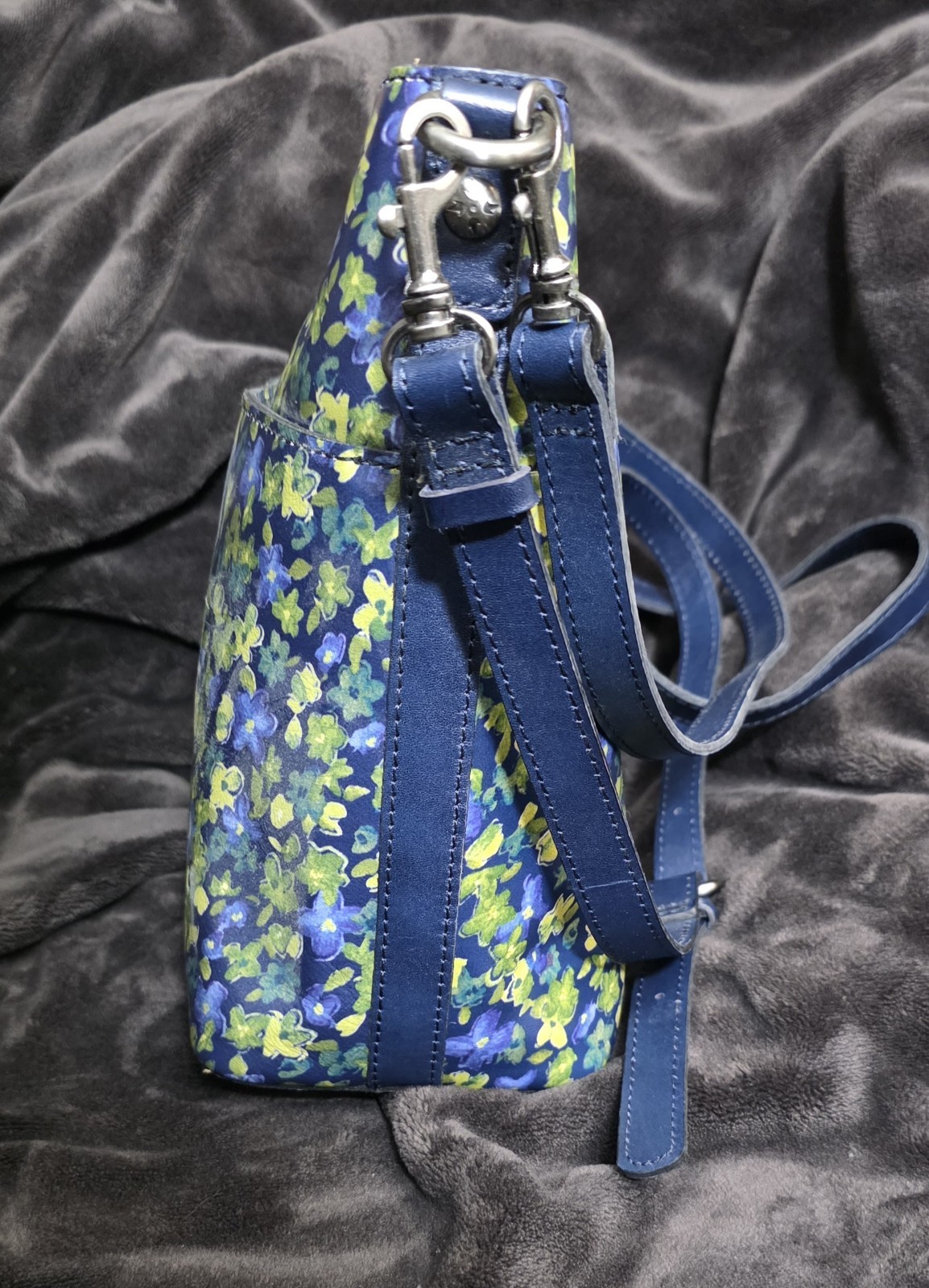 Patricia Nash Blue/Green Floral Crossbody Shoulder Bag Magnetic, Detachable