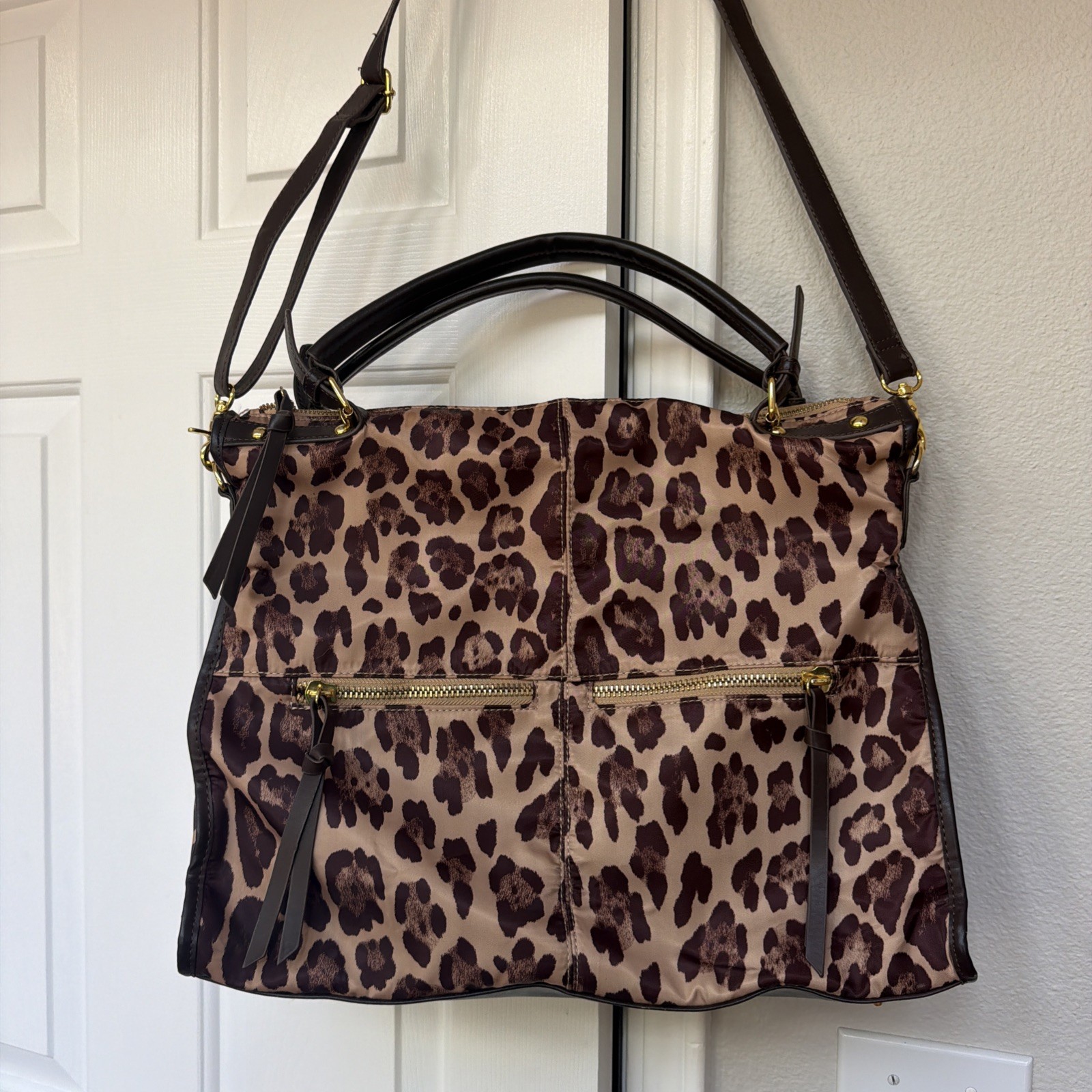 STEVEN By Steve Madden Leopard Print Shoulder Bag with Detachable Strap LG