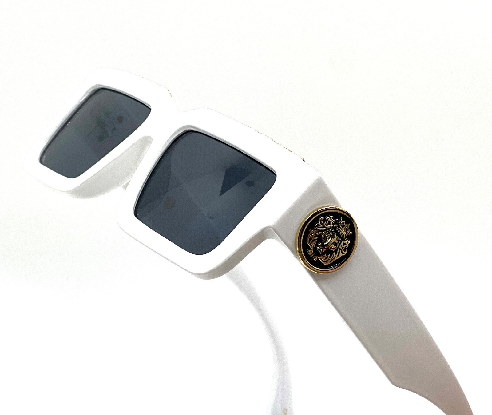 MEN GOLD LION HEAD MEDALLION SUNGLASSES CLASSIC CASUAL RETRO DESIGNER OUTDOOR