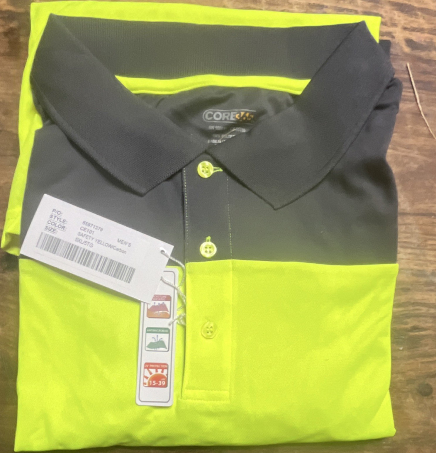 CORE 365 Men’s Big & Tall Colorblock Polo Yellow/Gray Short Sleeve 5XL