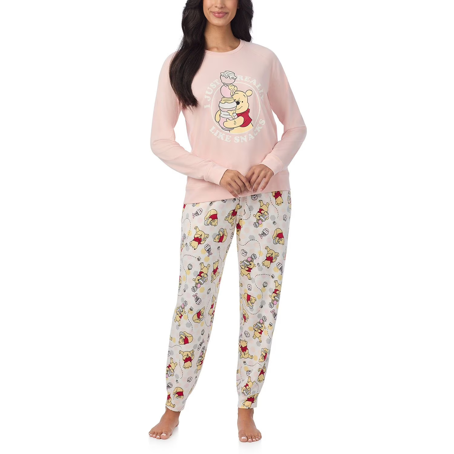 Winnie The Pooh Women’s 2-Piece Pullover and Jogger Pajama Set Pink U Pick New
