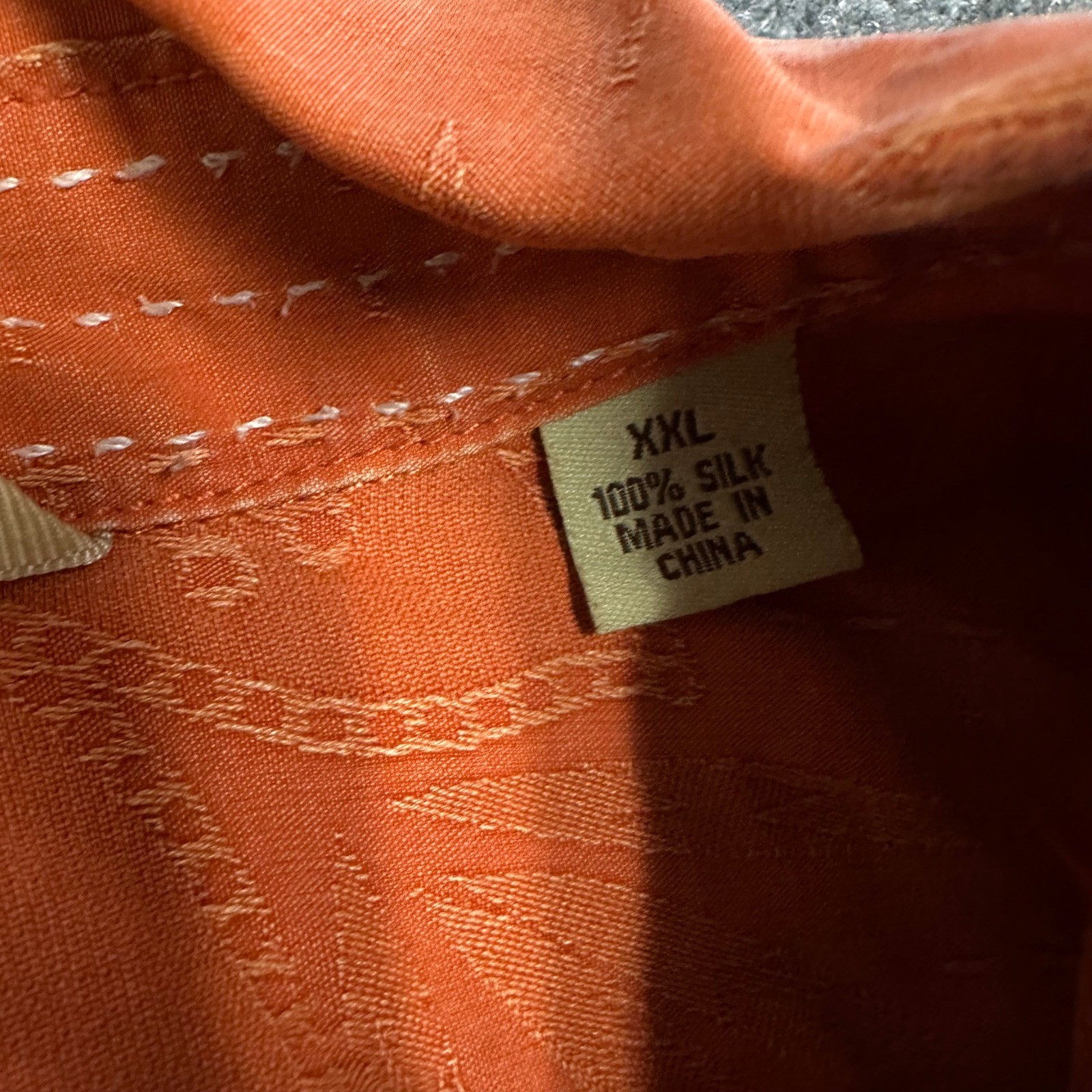 Tommy Bahama Button Down Mens XXL Orange Silk Embroidered Floral Hibiscus Camp