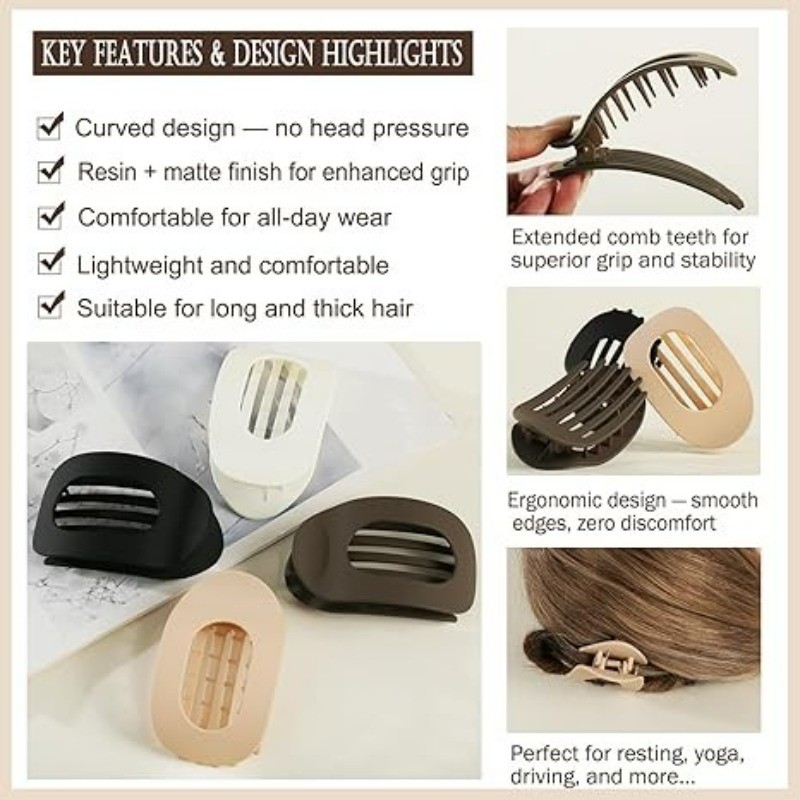 4 Pcs Flat Hair Claw Clips for Women French Clip for Women Thin and Thick Hair