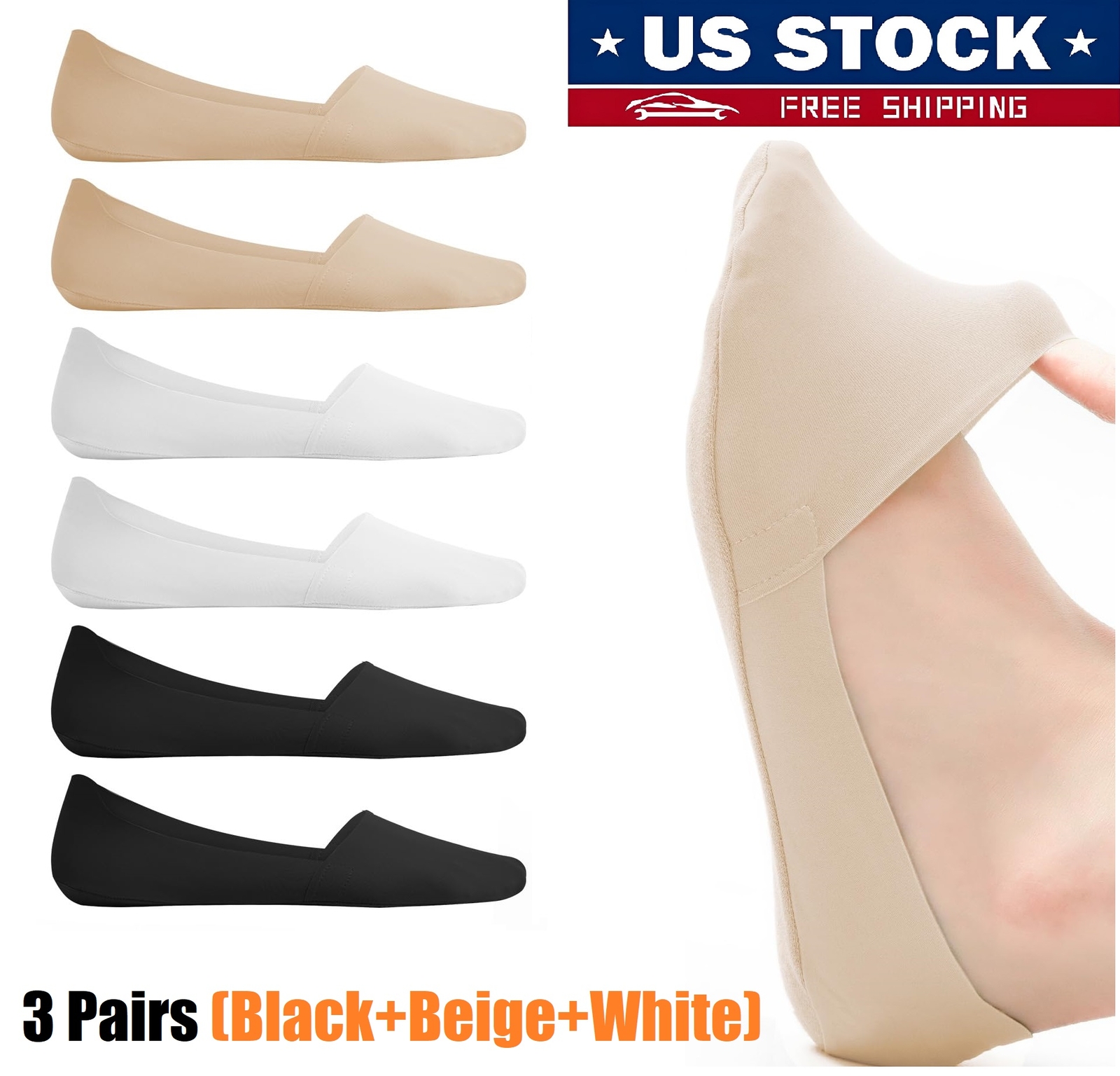 6× Thin No Show Socks Womens Low Cut Liner Non Slip Invisible Socks Summer USA
