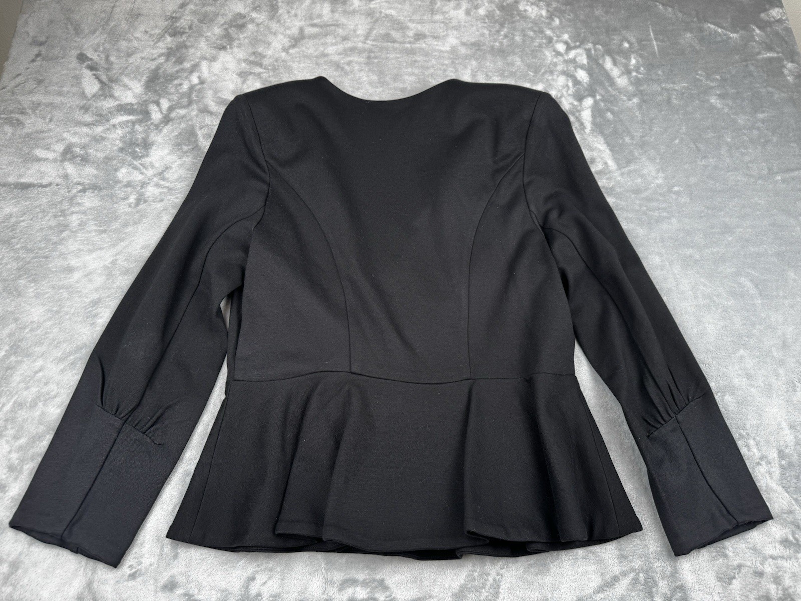 Cabi Agency Jacket Blazer 12 Black Stretch Knit Peplum Career Embellished Lapel