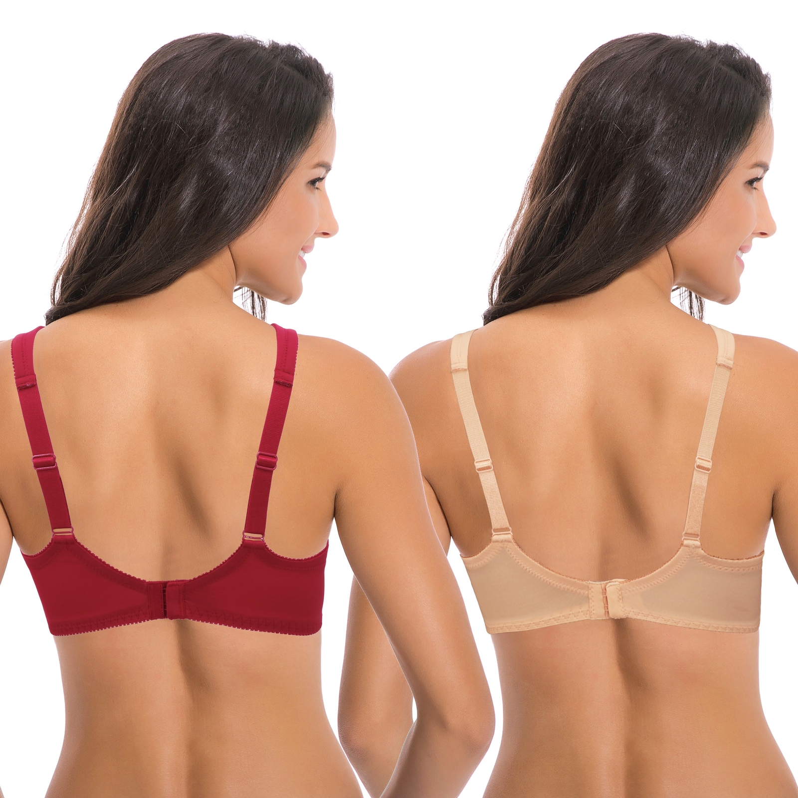 Women’s Plus Size Unlined Underwire Lace Bra with Cushion Straps