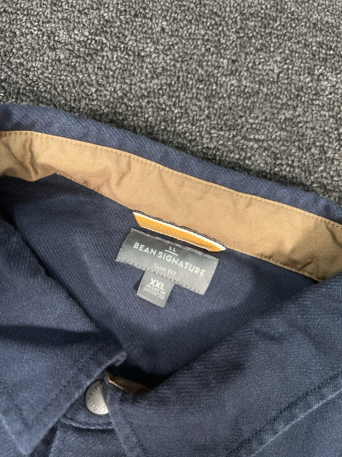LL Bean Signature Snap Front Flannel Shirt Shacket Men’s XXL Blue Slim Outdoors