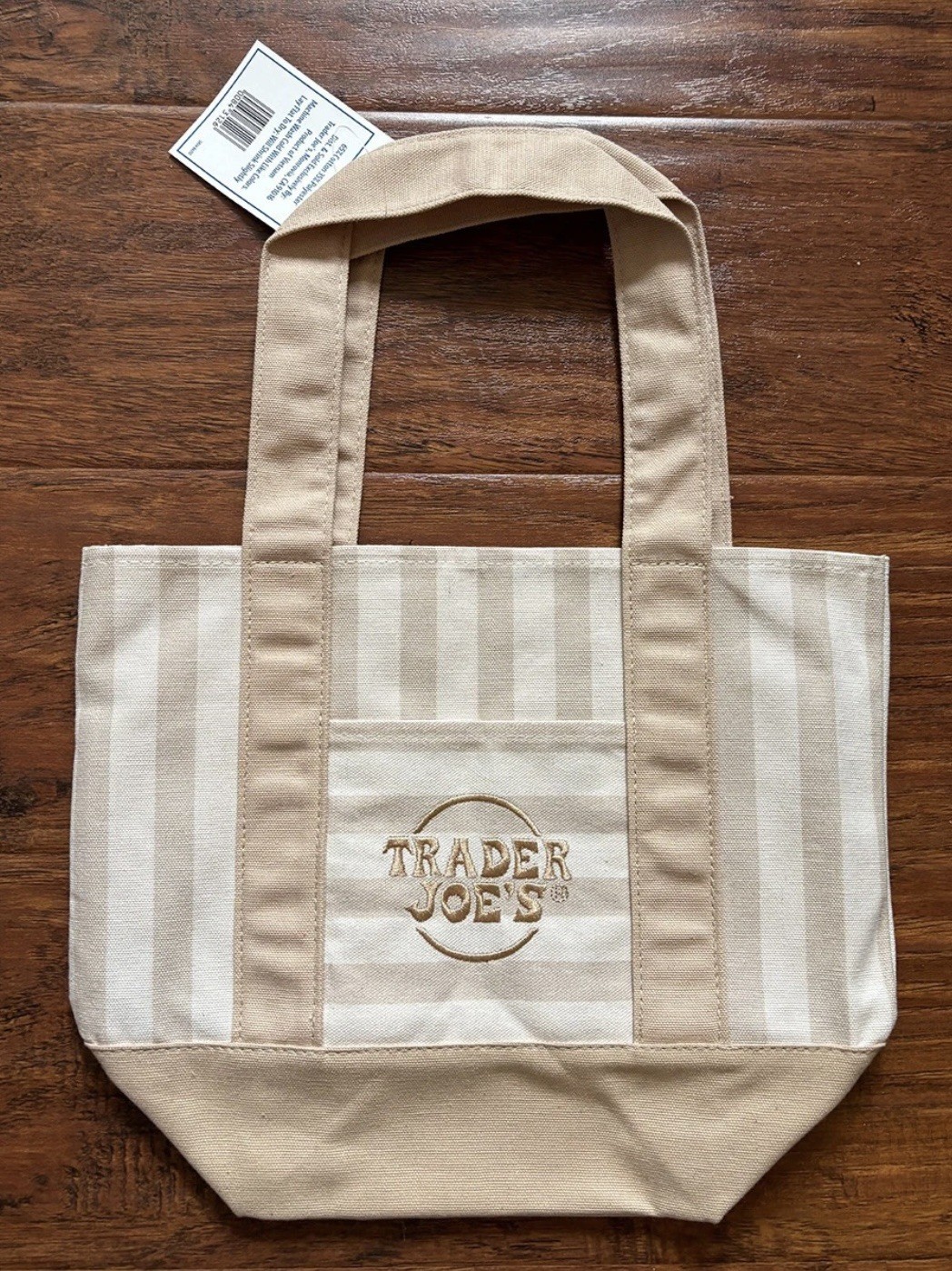 Trader Joe’s Mini-Tote Pastel Striped BEIGE Single Bag 2026 Brand New With Tags