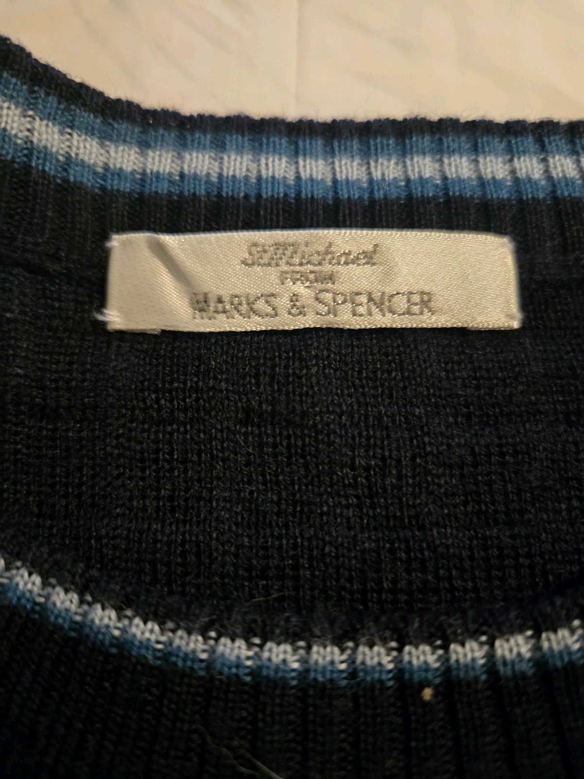 Marks & Spencer St Michael Men’s Navy Textured Crew Neck Sweater S L Made Italy