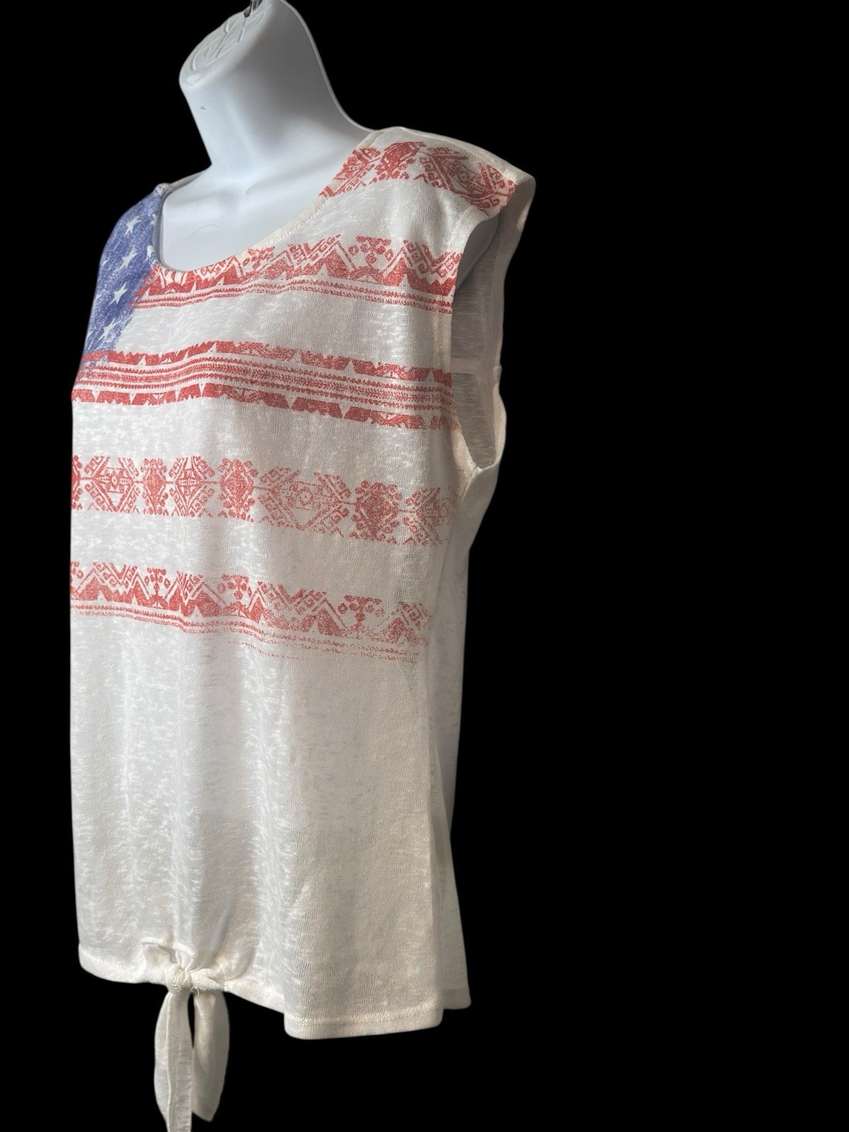 Kate & Sam USA Theme Semi Sheer Top Tie At Bottom Grunge Hipster