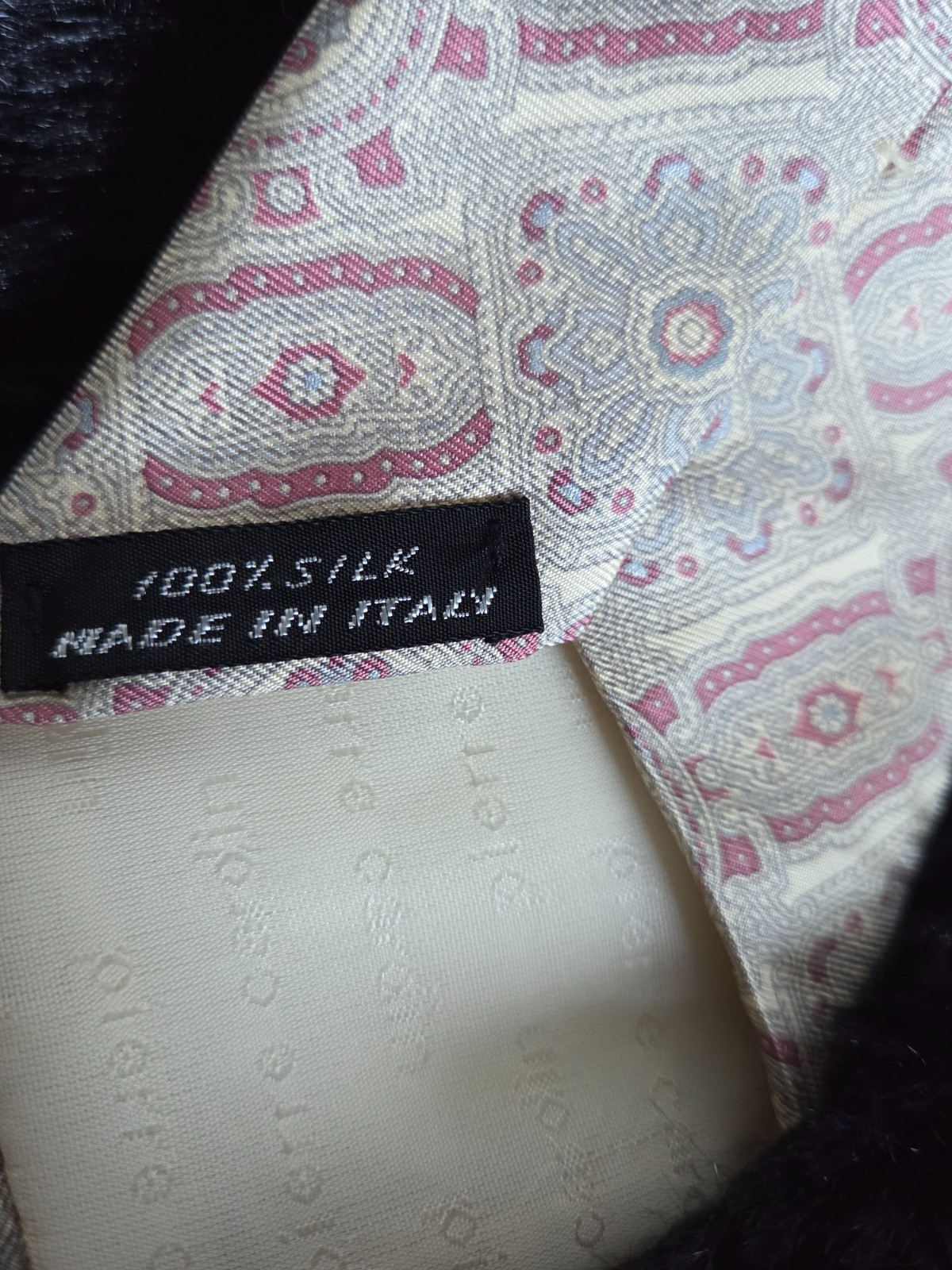 Vintage Pierre Cardin Cream and Rose Men’s Tie 100% SILK Made in Italy