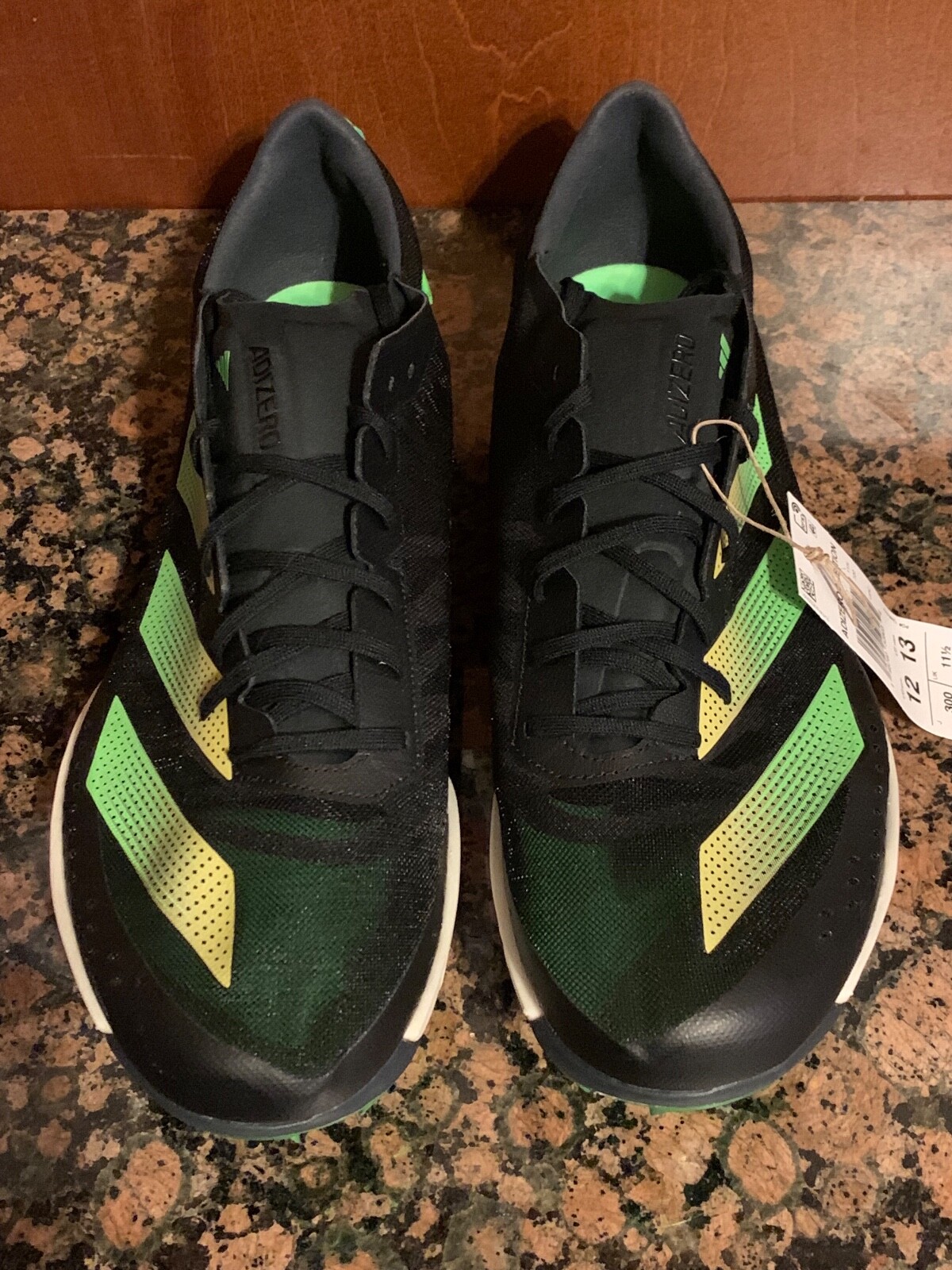 New! Mens ADIDAS ADIZERO AMBITION MID DISTANCE/STEEPLECHASE SPIKES BLACK/GREEN