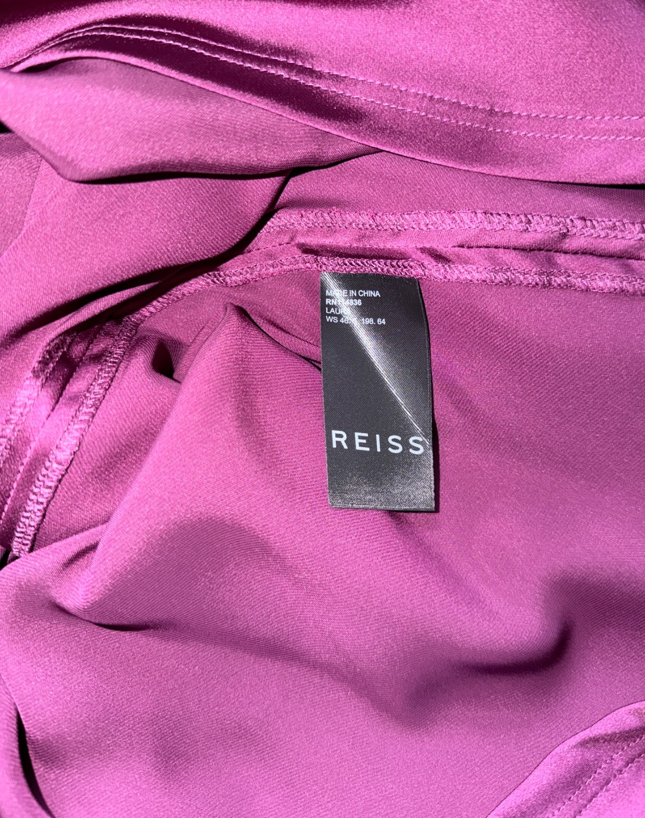 Reiss Laura Bow Detail Satin Sleeveless Cowl Neck Top In Berry Size 14 RRP £115