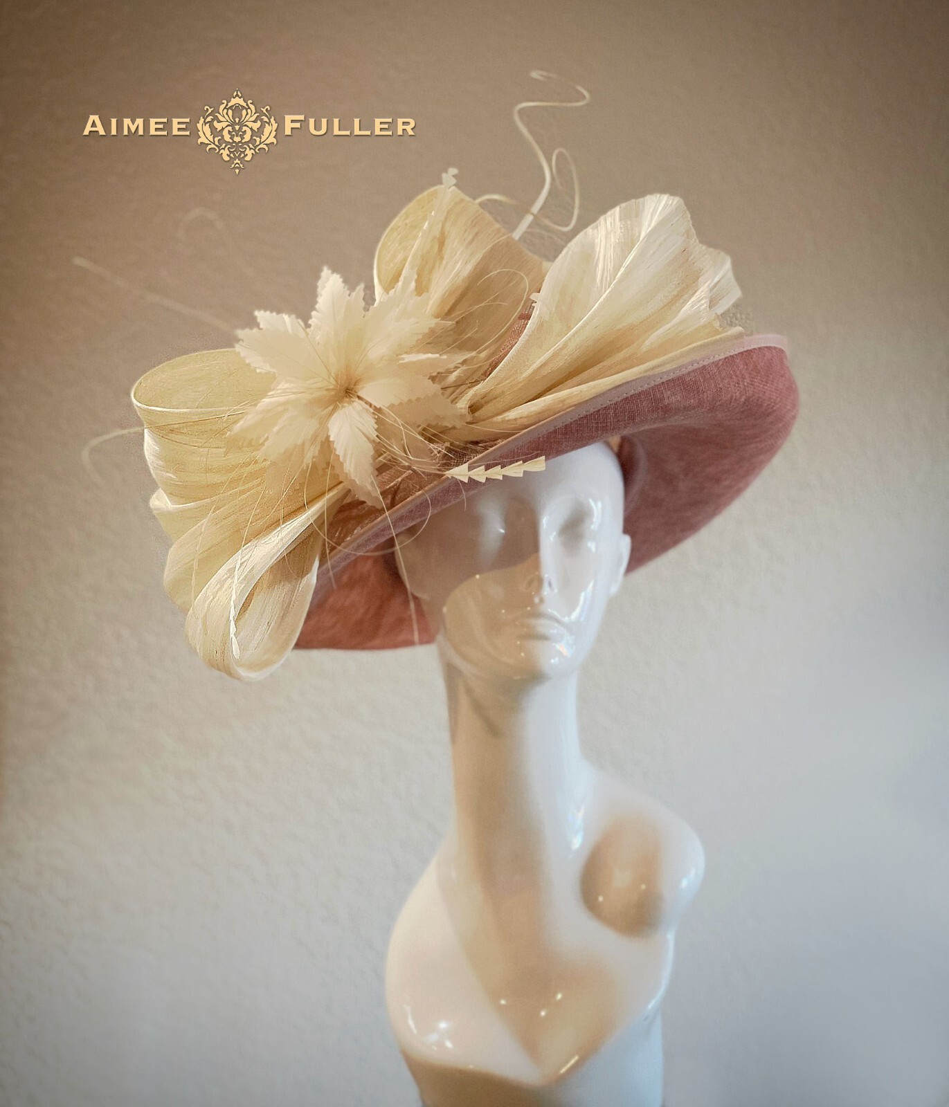 Rose Kentucky Derby Hat Cream Ivory Moss Hues Royal Ascot Del Mar Melbourne Cup