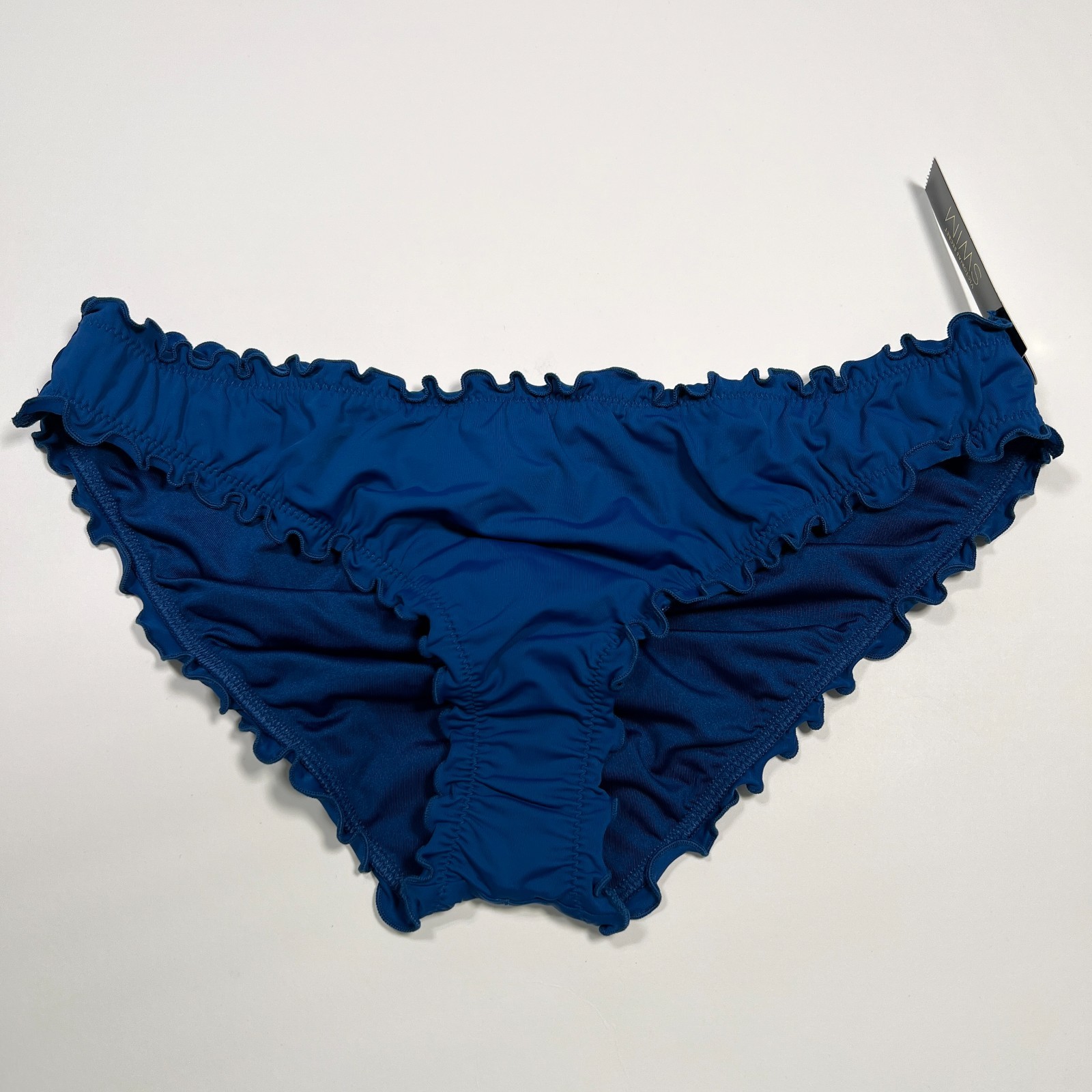 Victoria Secret Large L Bikini Bottom Ruffle Cheeky Ruched Back Sapphire Blue