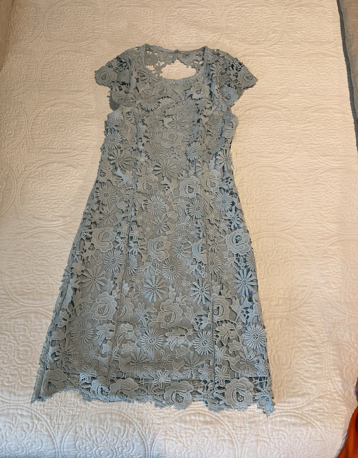 Lulus Blue Lace Knee Length Dress With Open Back Size S