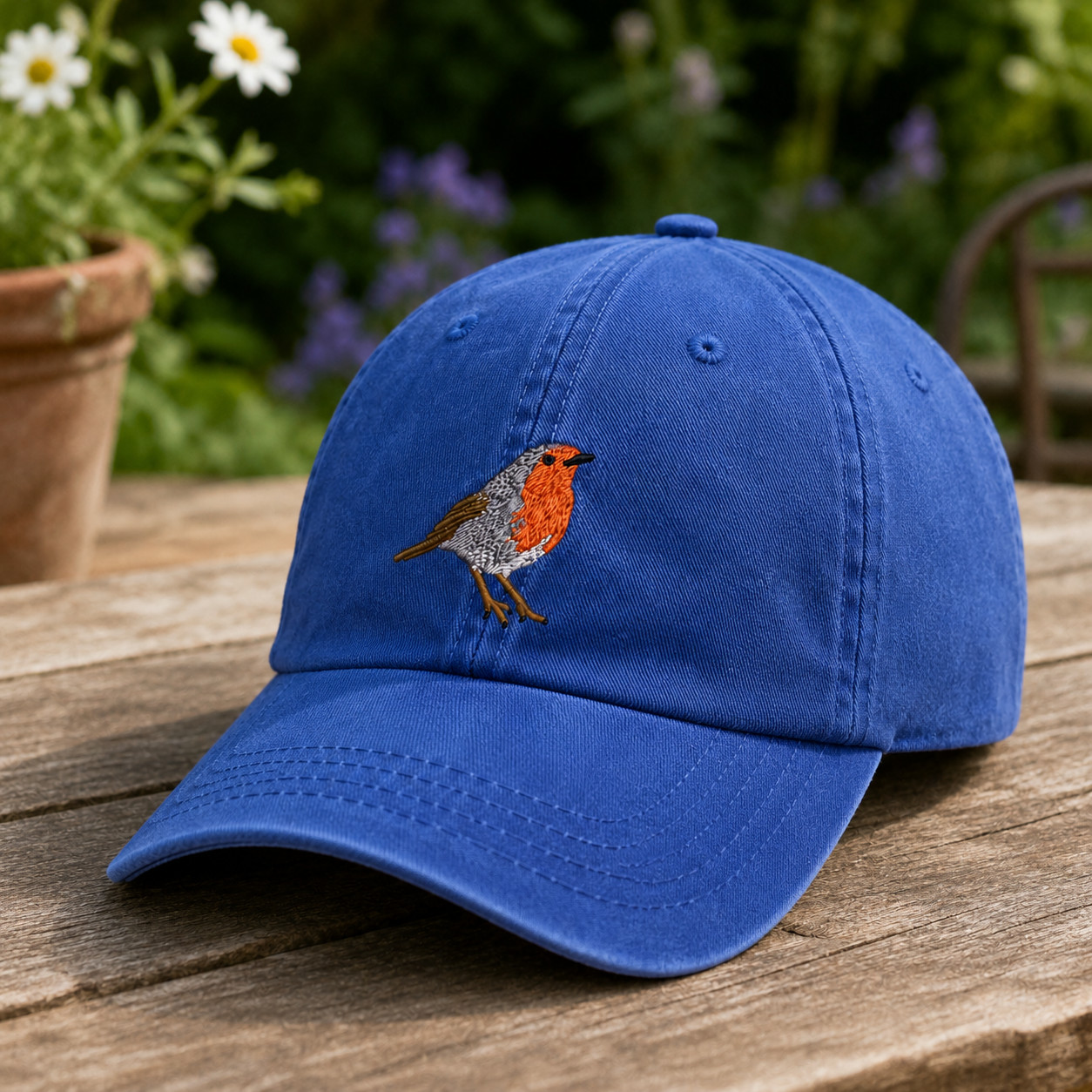 Robin Bird Embroidered Baseball Cap, Wildlife Garden Nature Hat