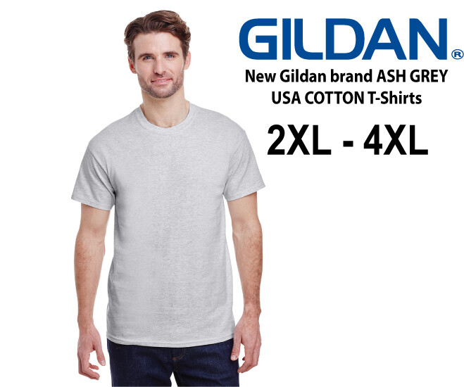 Gildan Brand USA Cotton T-Shirt Ash Grey 2XL 4XL Heavyweight 6 oz G200