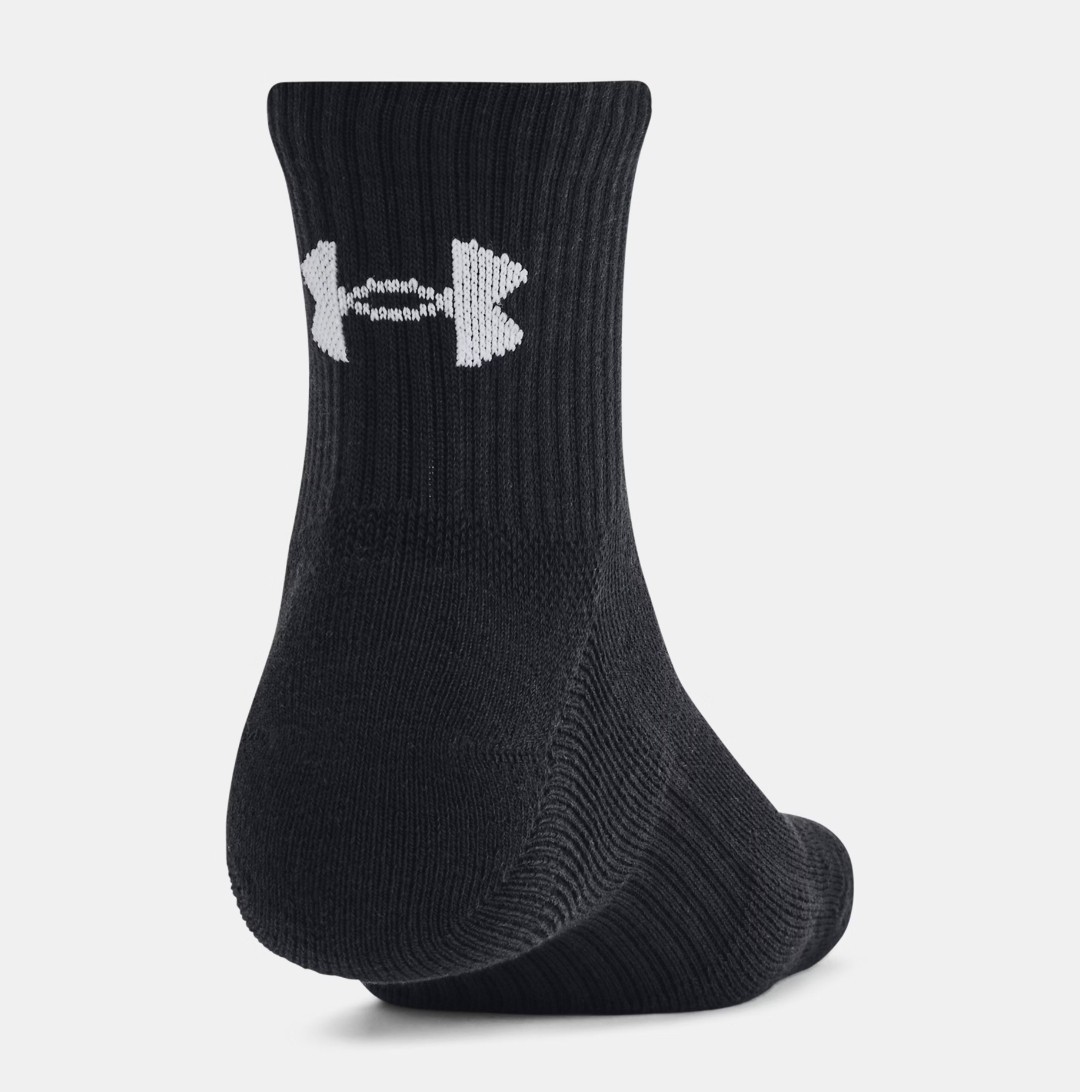 Under Armour Training Cotton Quarter Socks 6 Pair Black Arch Support Lock In Fit