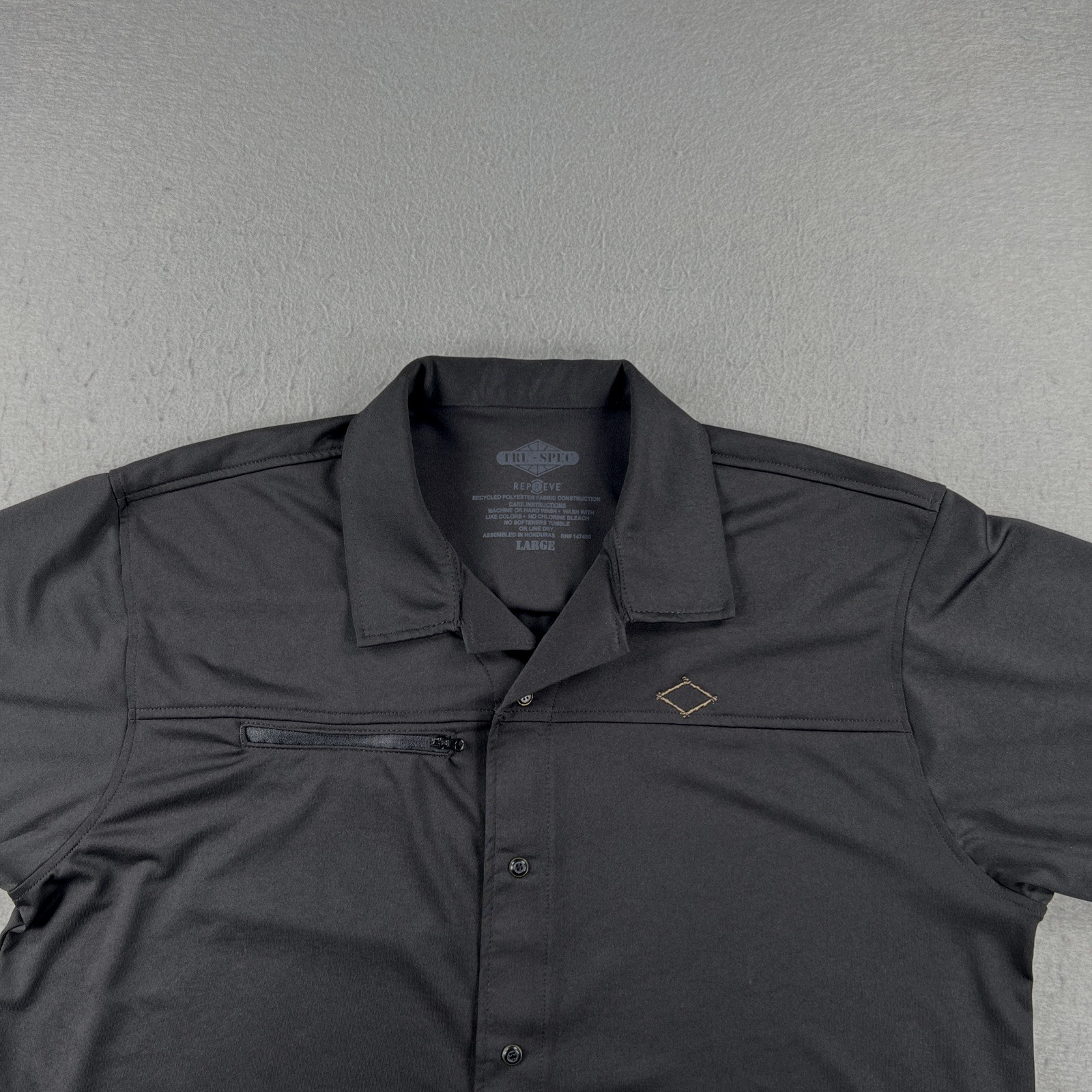 Tru-Spec Men’s Large Black Repreve Tactical Shirt Snap Buttons Zip Pockets