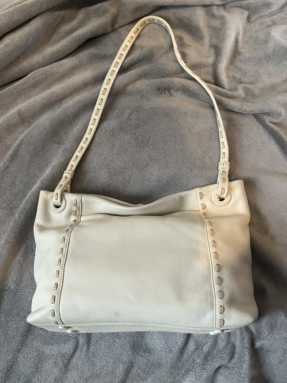 White magnetic leather Monsac purse 11.5in*3.5in*8in
