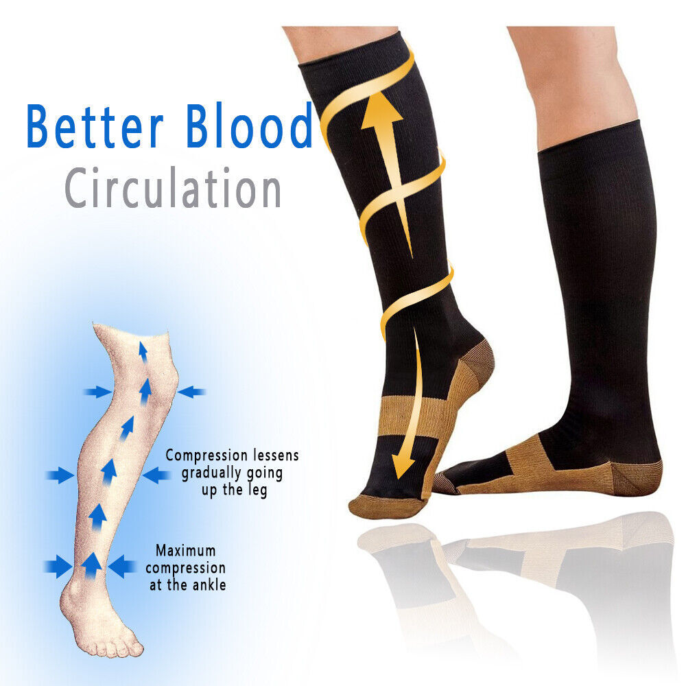 Copper Compression Sock Knee High 20-30mmHg Energy Support Recover Wholesale US