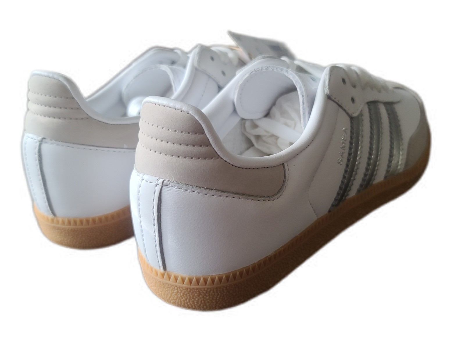 Adidas Samba OG Shoes (White/Metallic Silver) [JI2725] – Size 7 (Women)