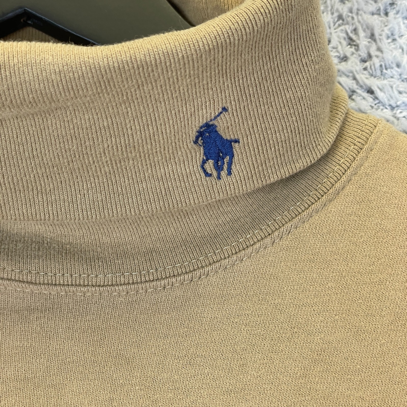 Polo Ralph Lauren Vintage Turtleneck Sweatshirt Men’s Medium Pony Beige 90’s